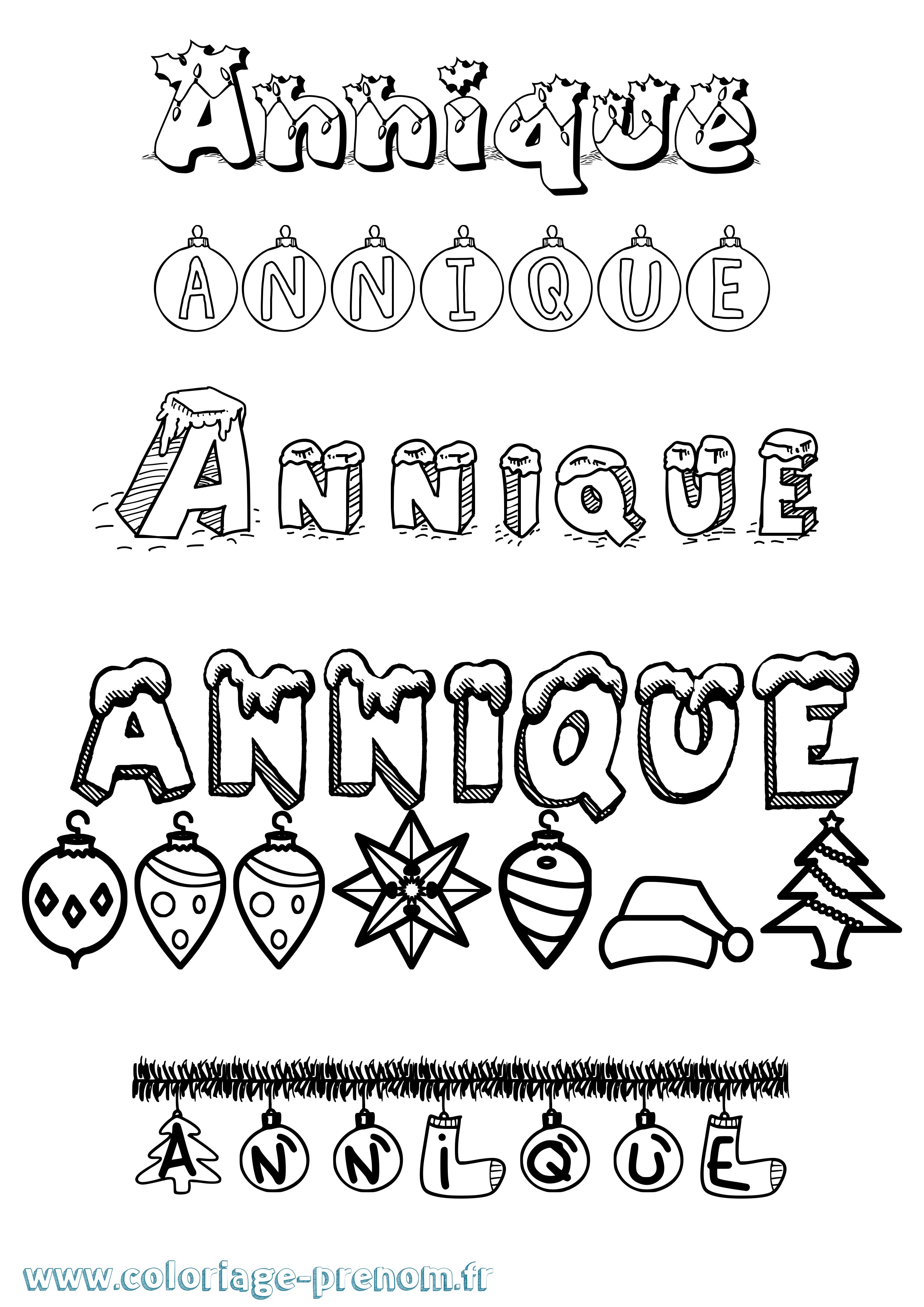 Coloriage Annique Noël Coloriage prénom Annique Noël