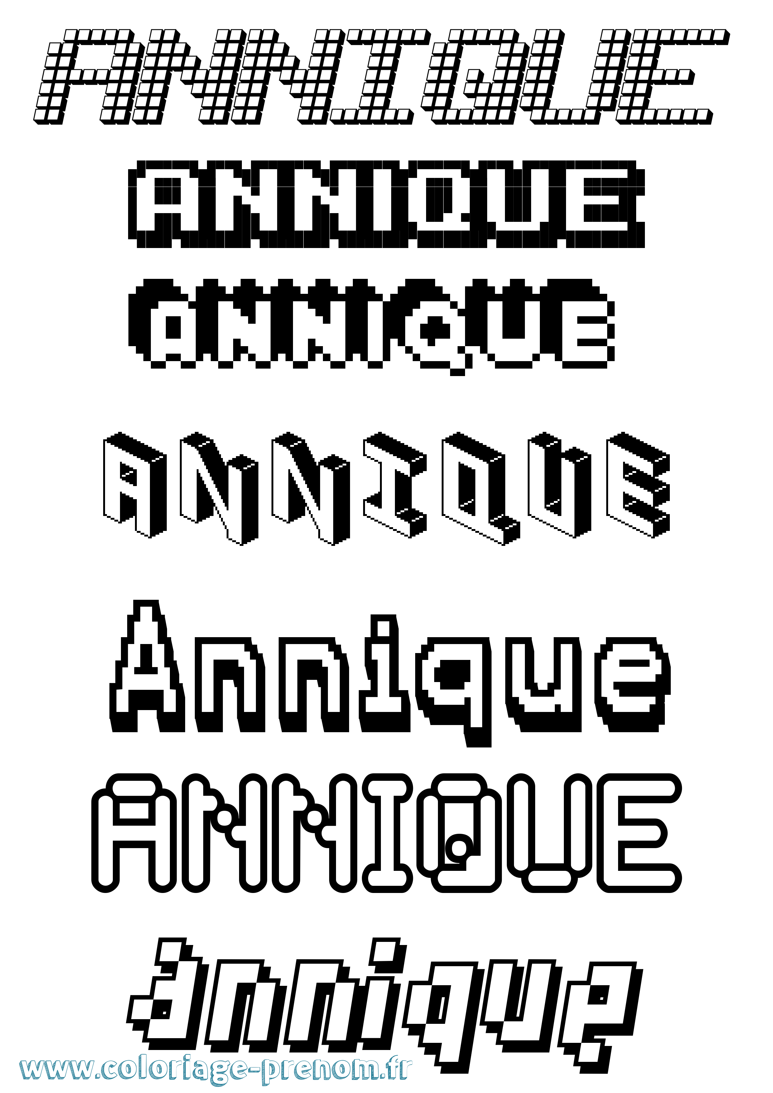 Coloriage Annique Pixel Coloriage prénom Annique Pixel