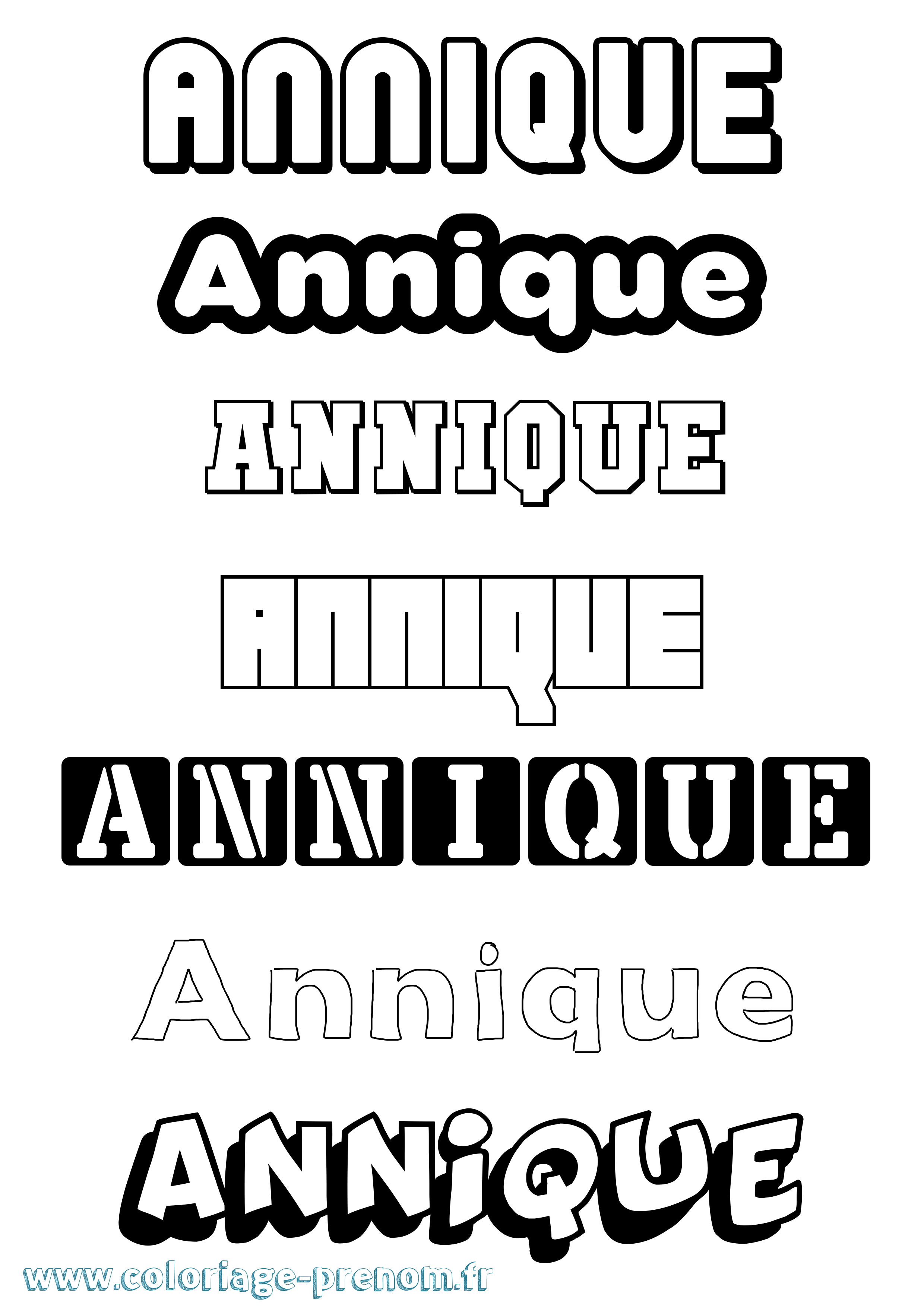Coloriage Annique Simple Coloriage prénom Annique Simple