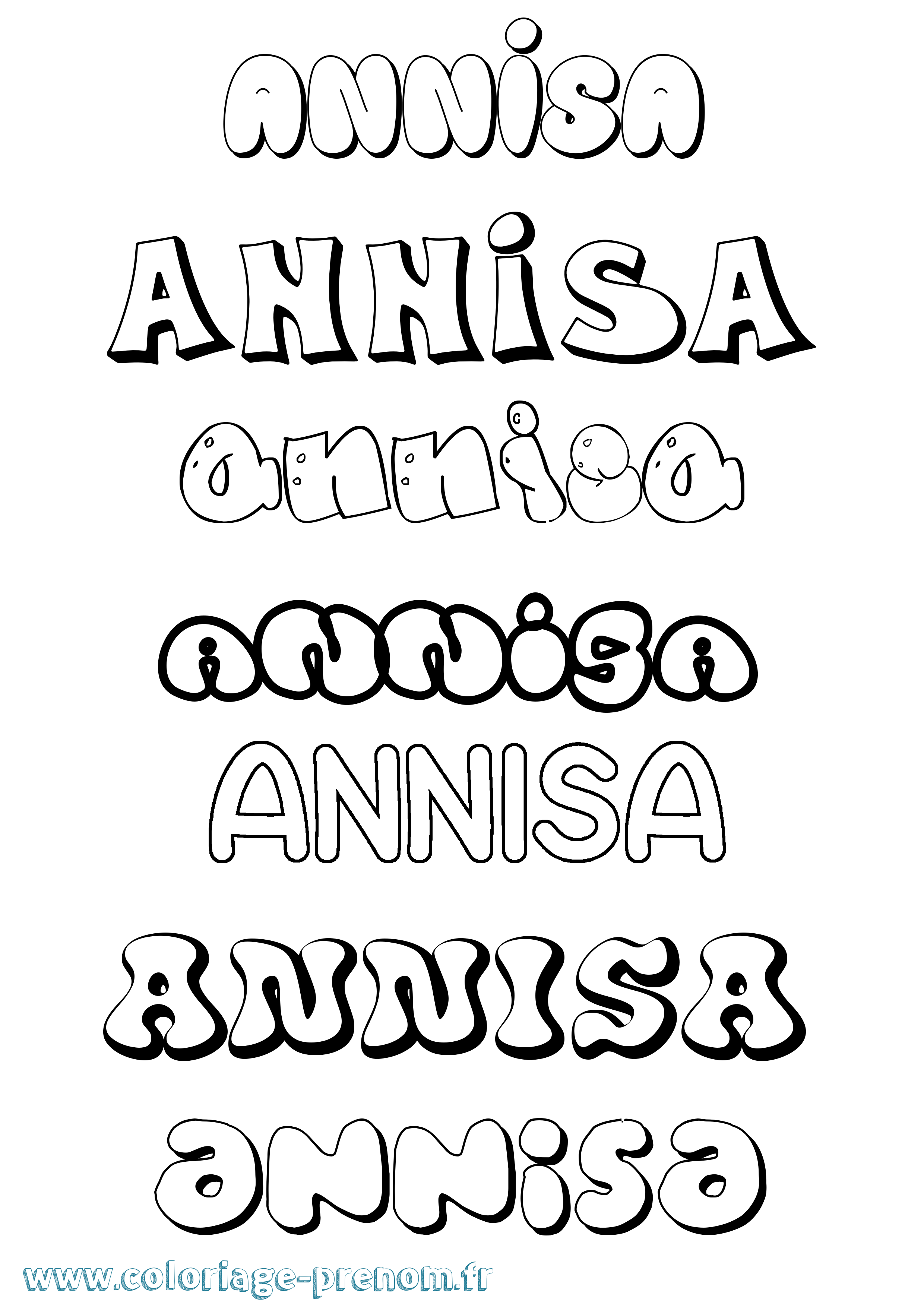 Coloriage Annisa Bubble Coloriage prénom Annisa Bubble