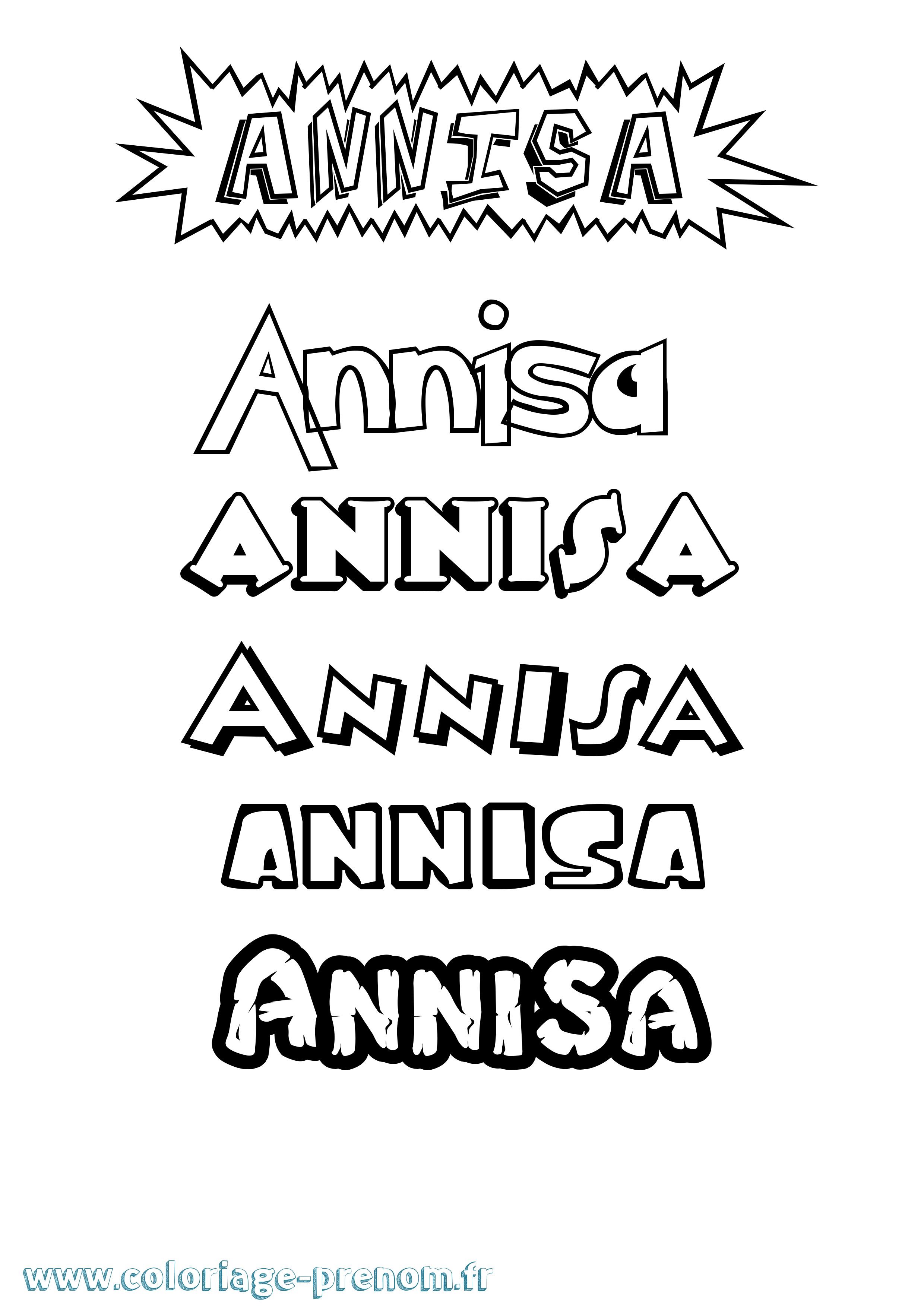 Coloriage Annisa Dessin Animé Coloriage prénom Annisa Dessin Animé