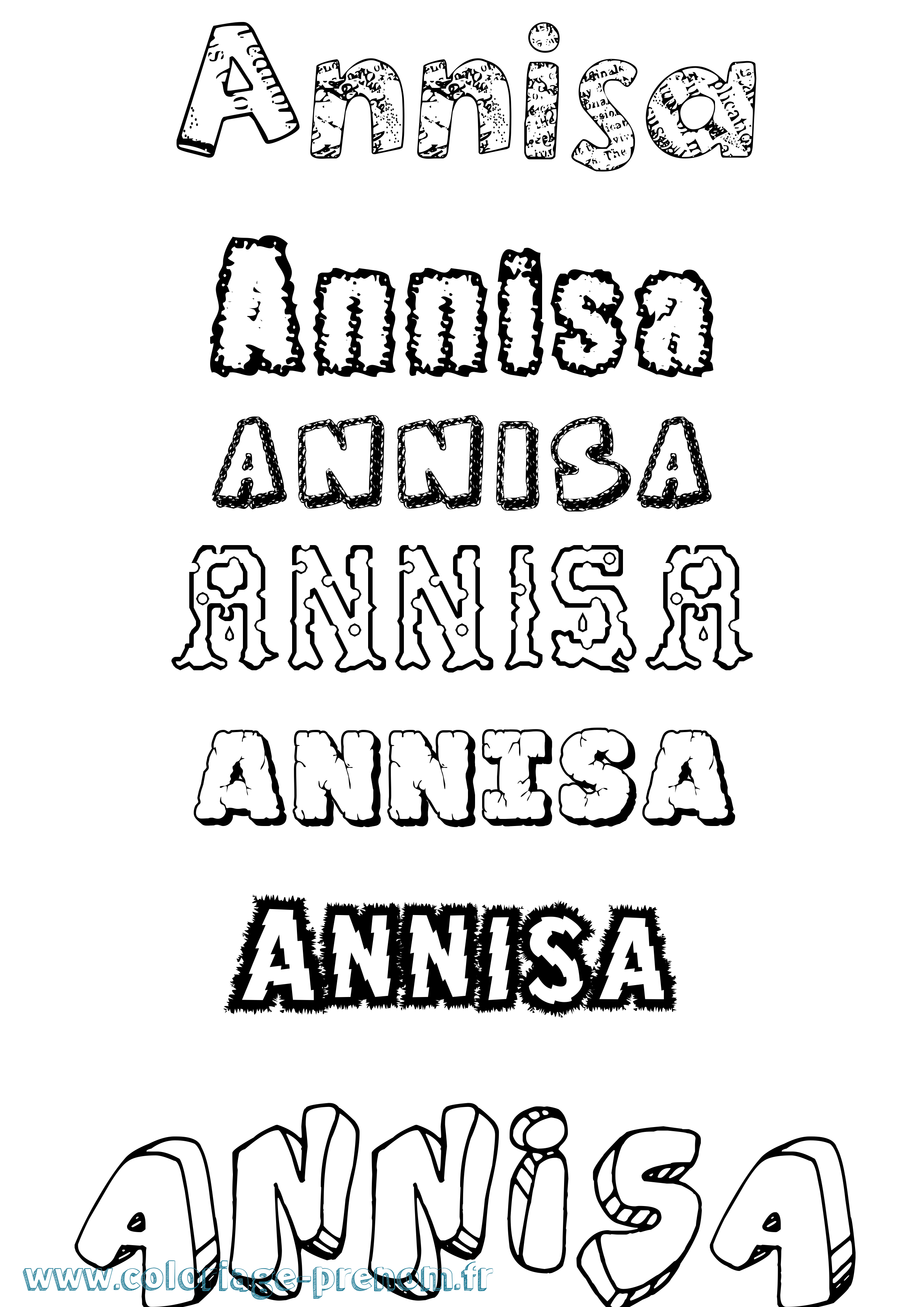 Coloriage Annisa Destructuré Coloriage prénom Annisa Destructuré