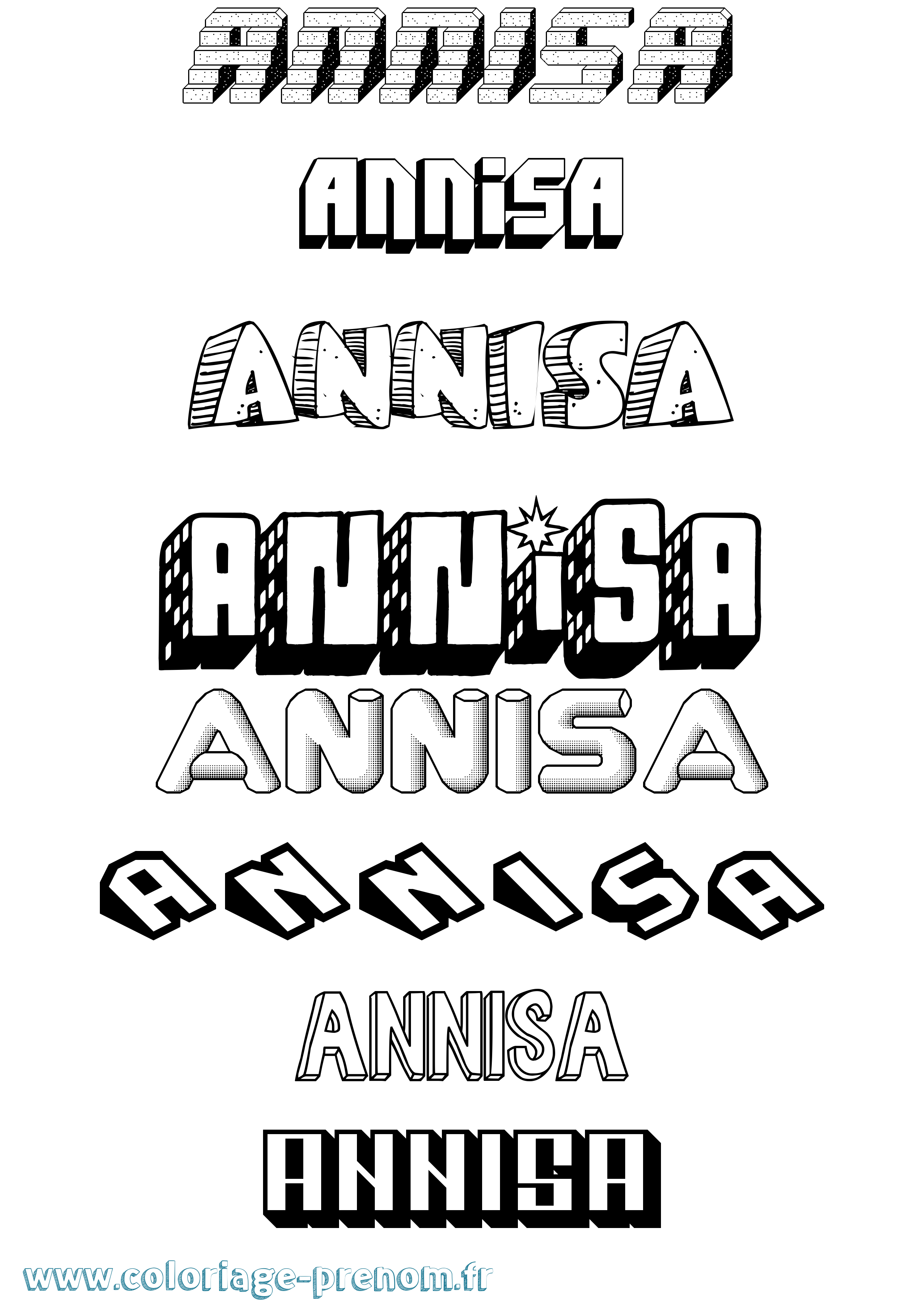 Coloriage Annisa Effet 3D Coloriage prénom Annisa Effet 3D