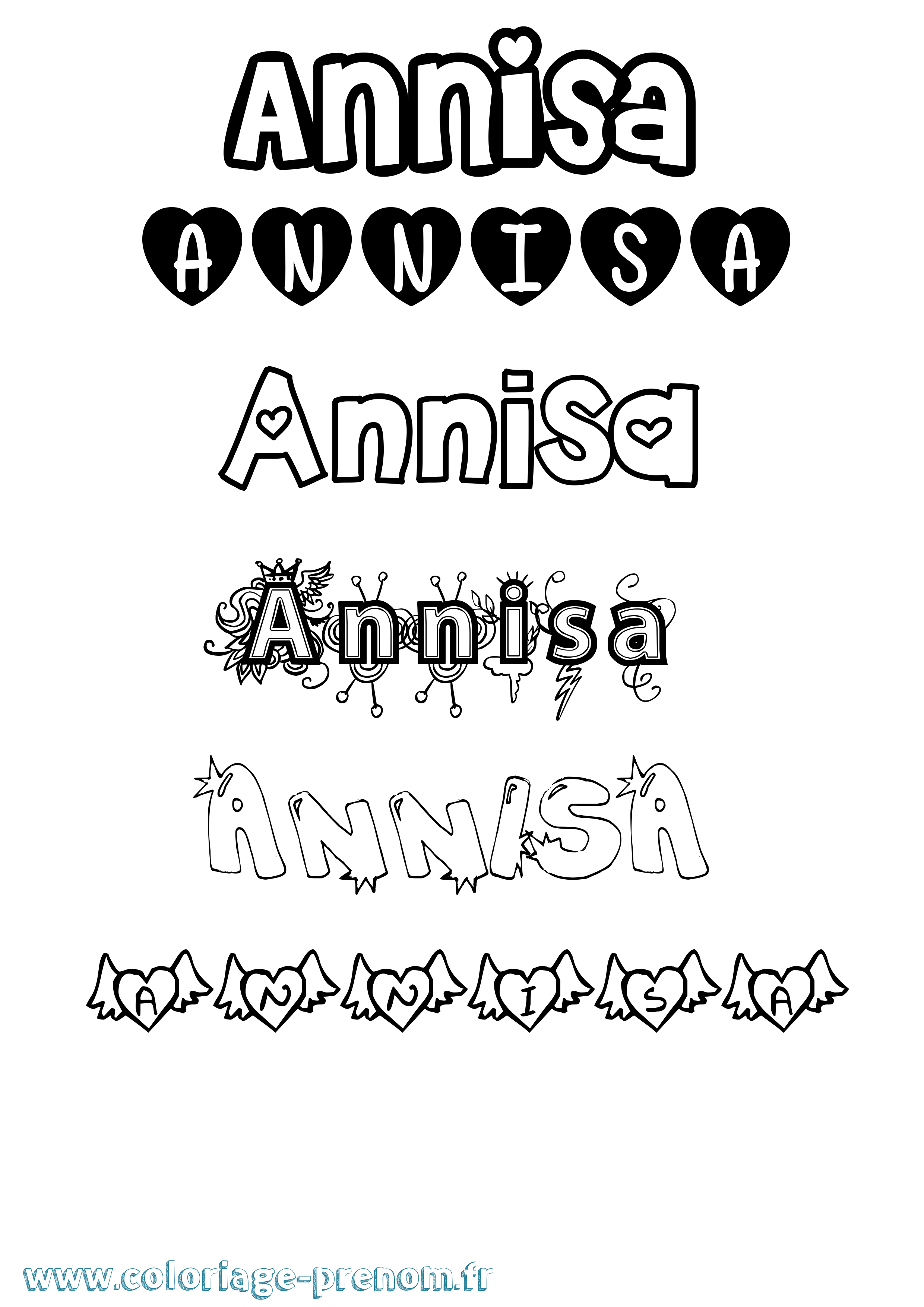 Coloriage Annisa Girly Coloriage prénom Annisa Girly