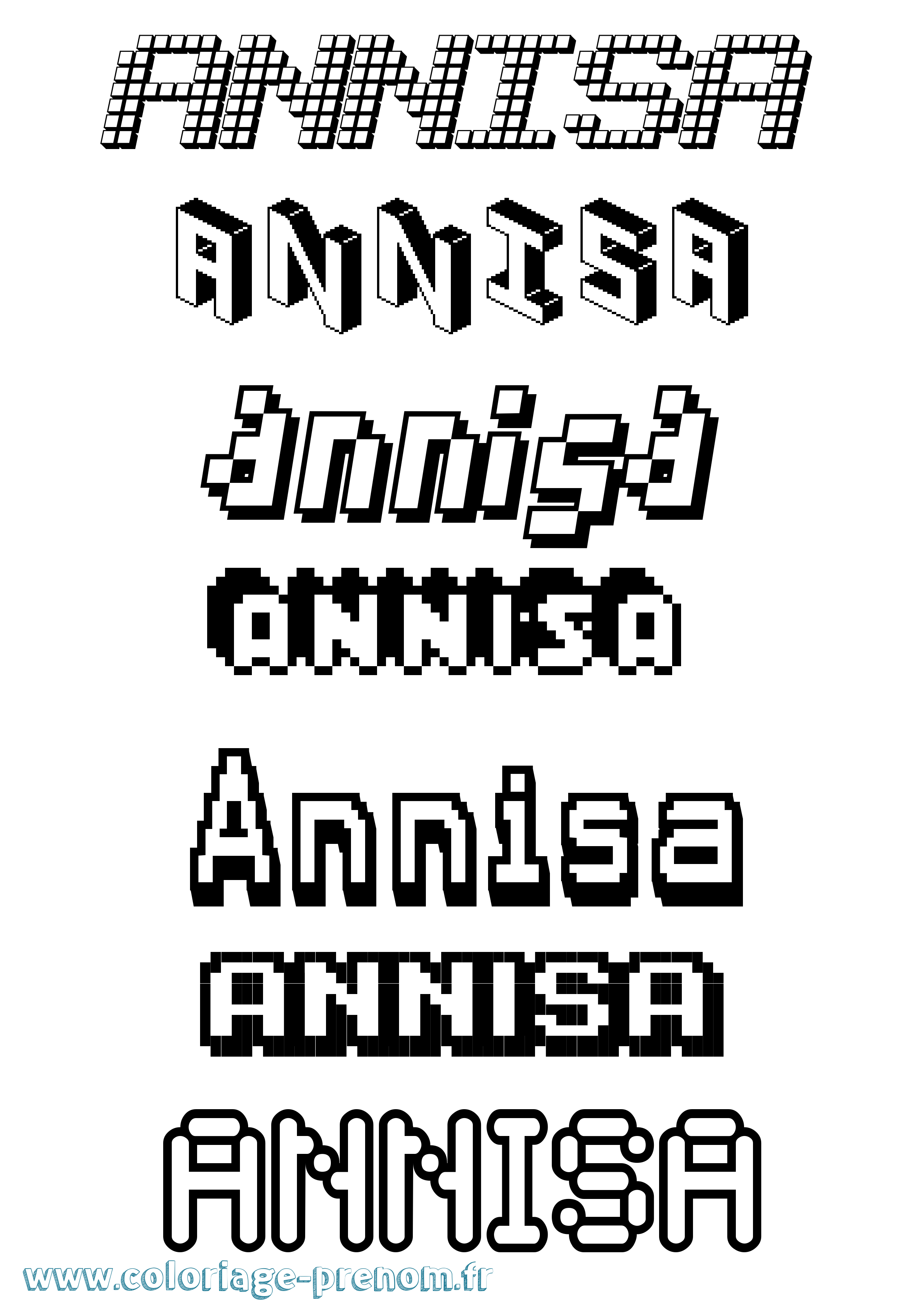Coloriage Annisa Pixel Coloriage prénom Annisa Pixel