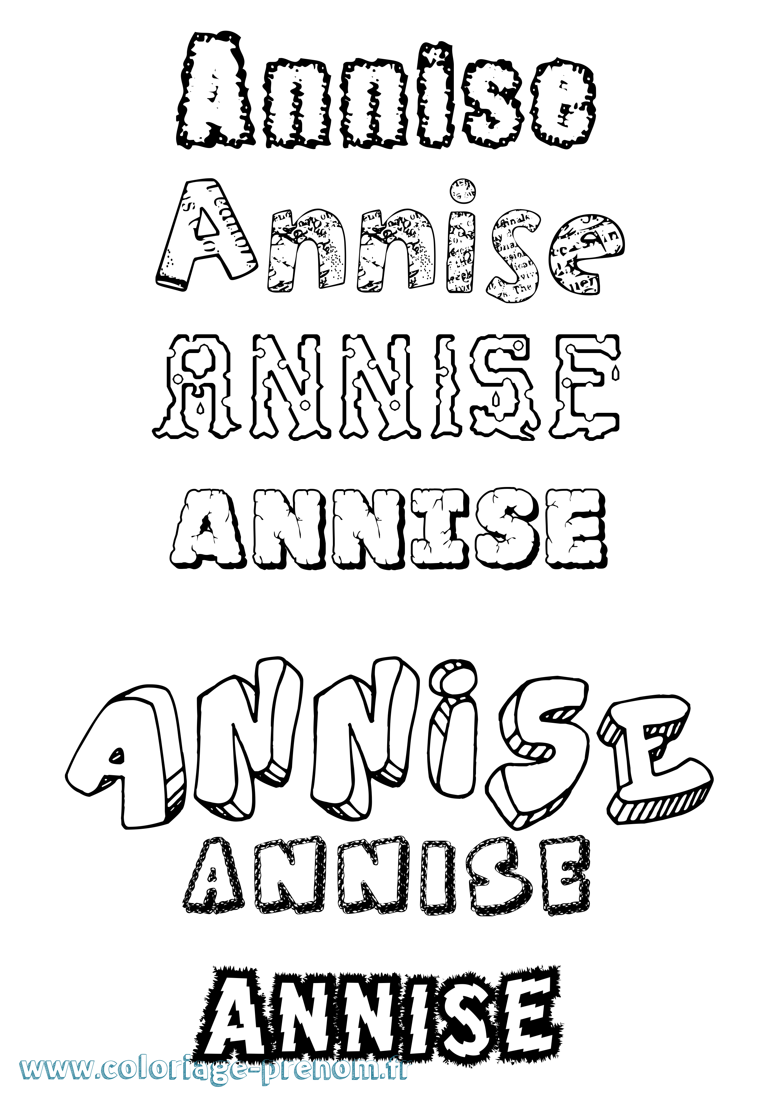 Coloriage Annise Destructuré Coloriage prénom Annise Destructuré