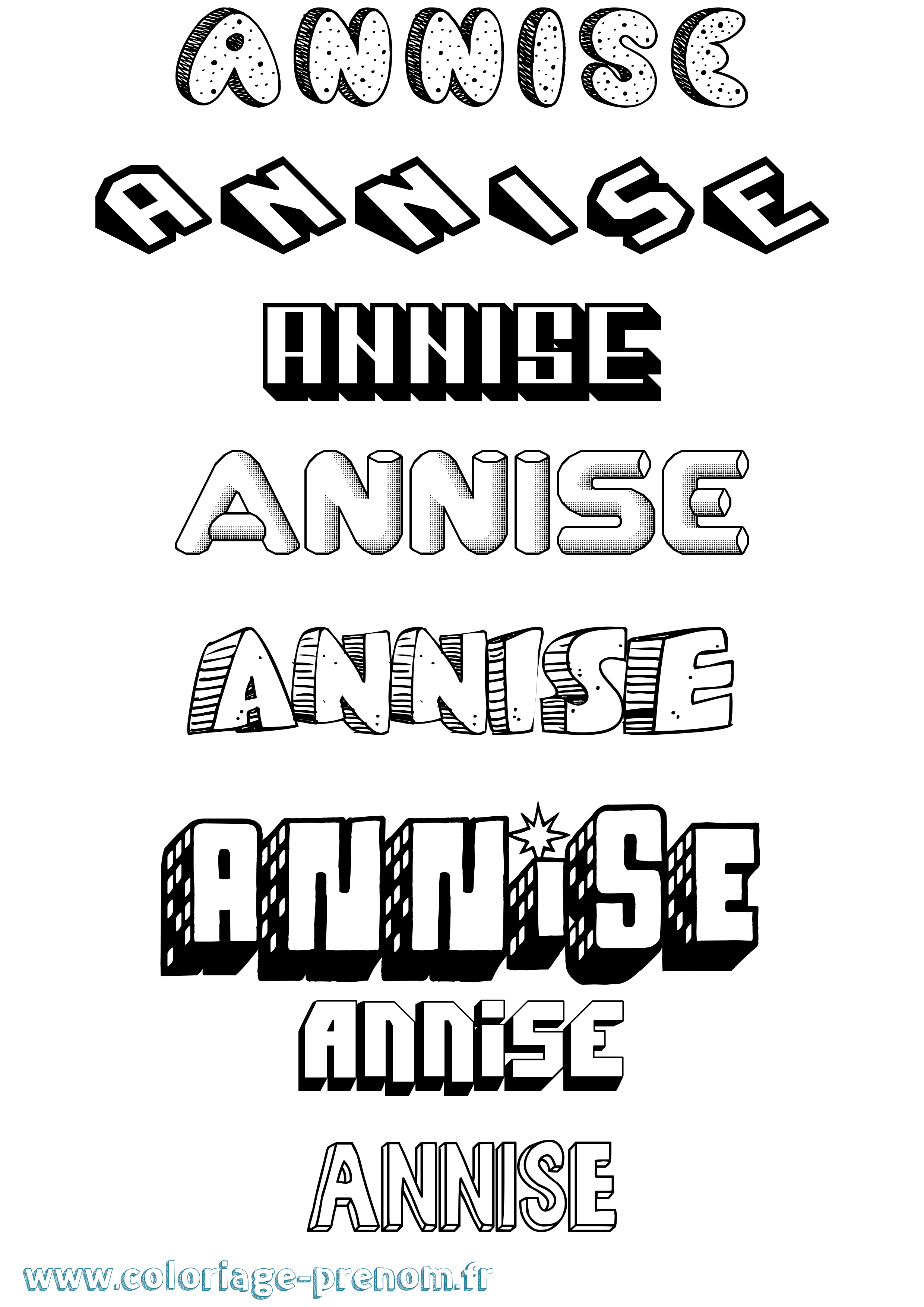 Coloriage Annise Effet 3D Coloriage prénom Annise Effet 3D