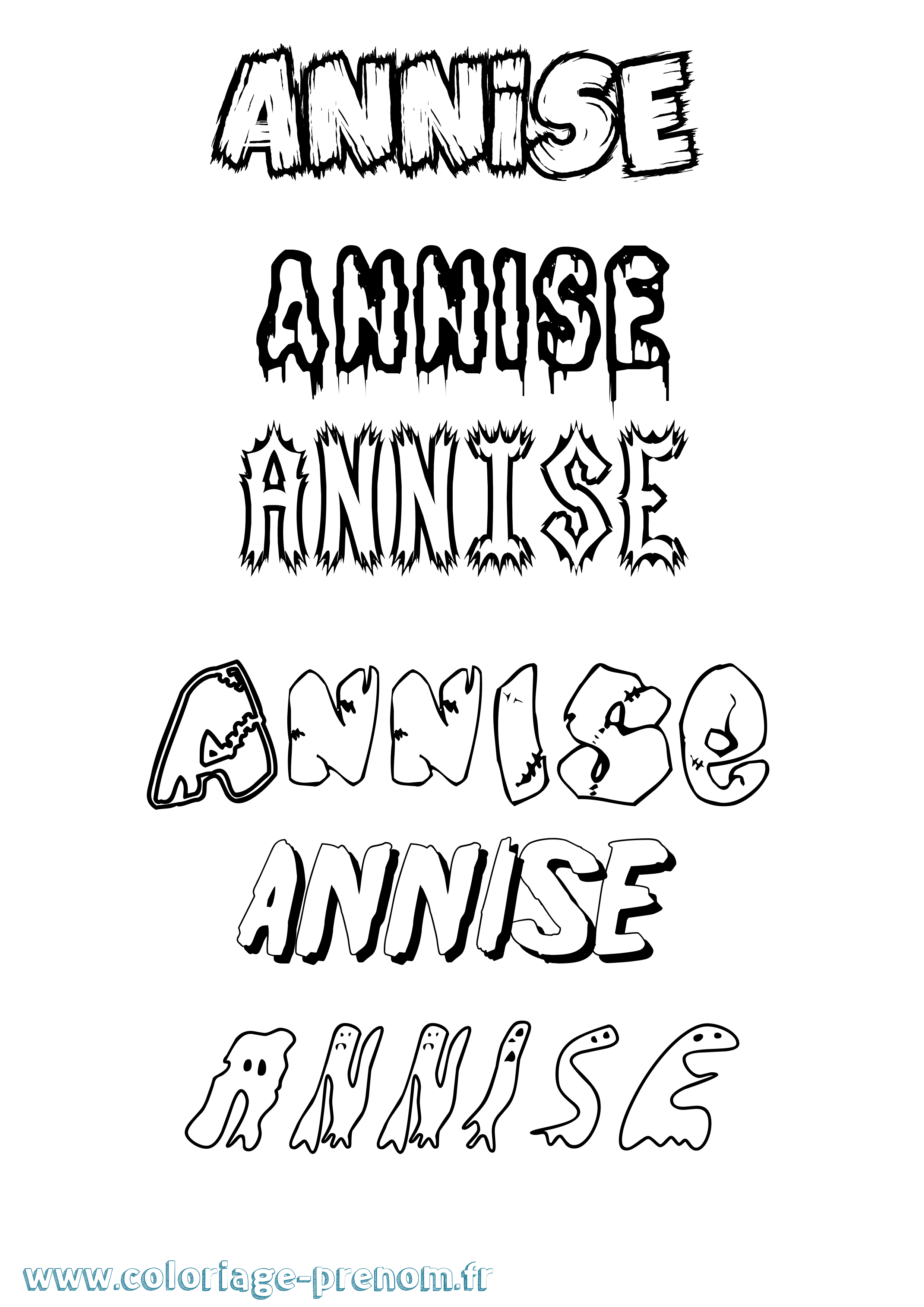 Coloriage Annise Frisson Coloriage prénom Annise Frisson