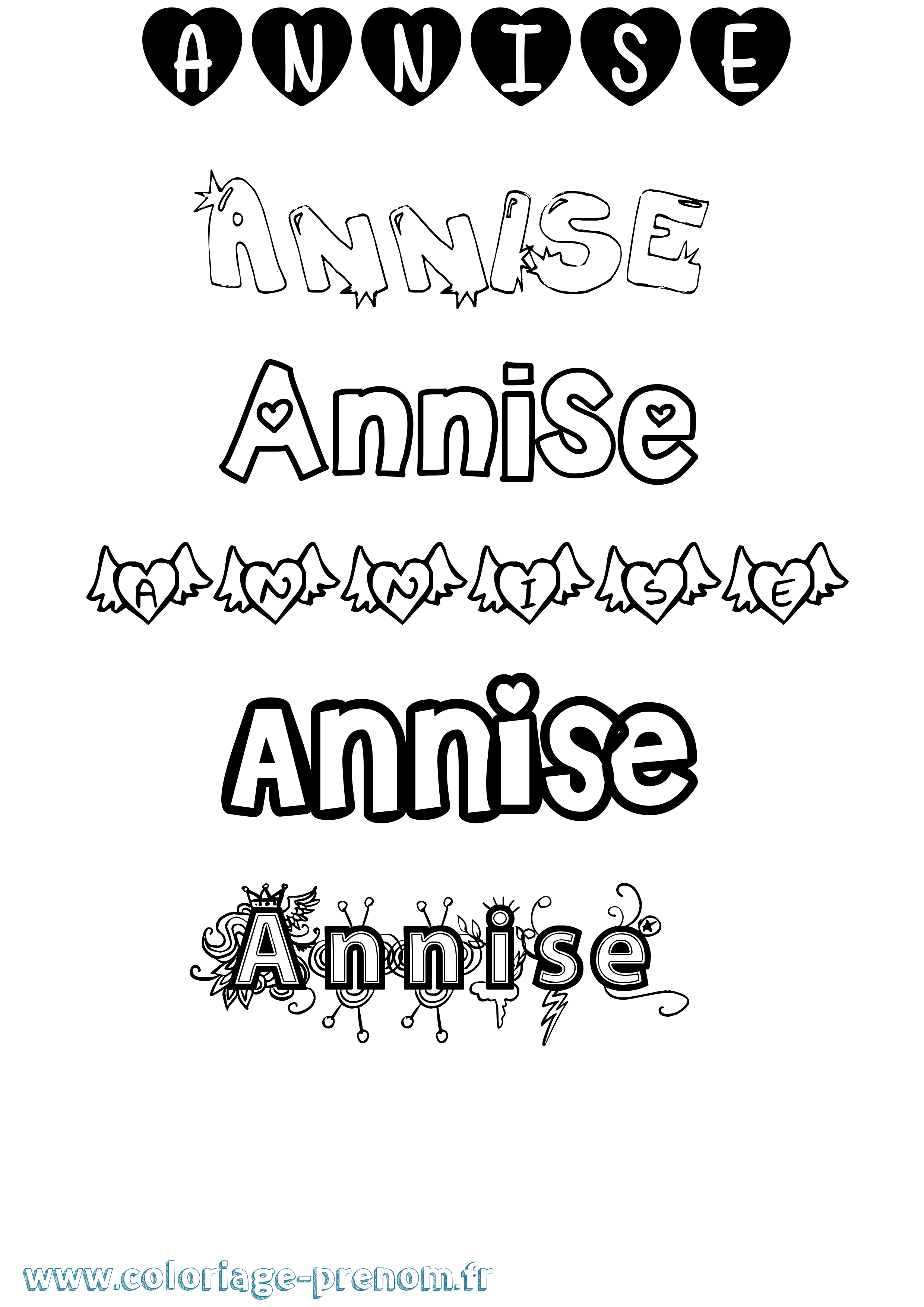 Coloriage Annise Girly Coloriage prénom Annise Girly