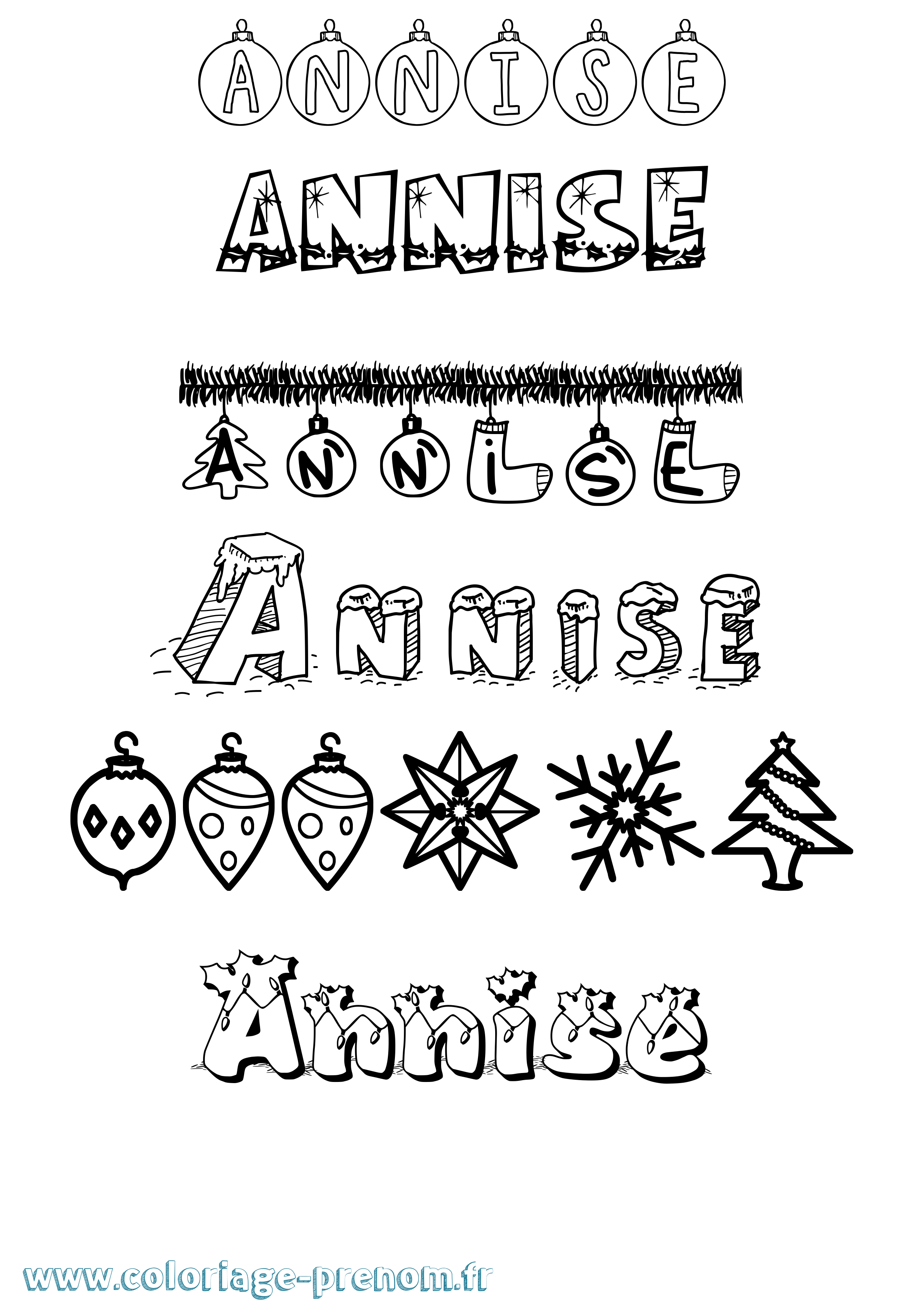 Coloriage Annise Noël Coloriage prénom Annise Noël