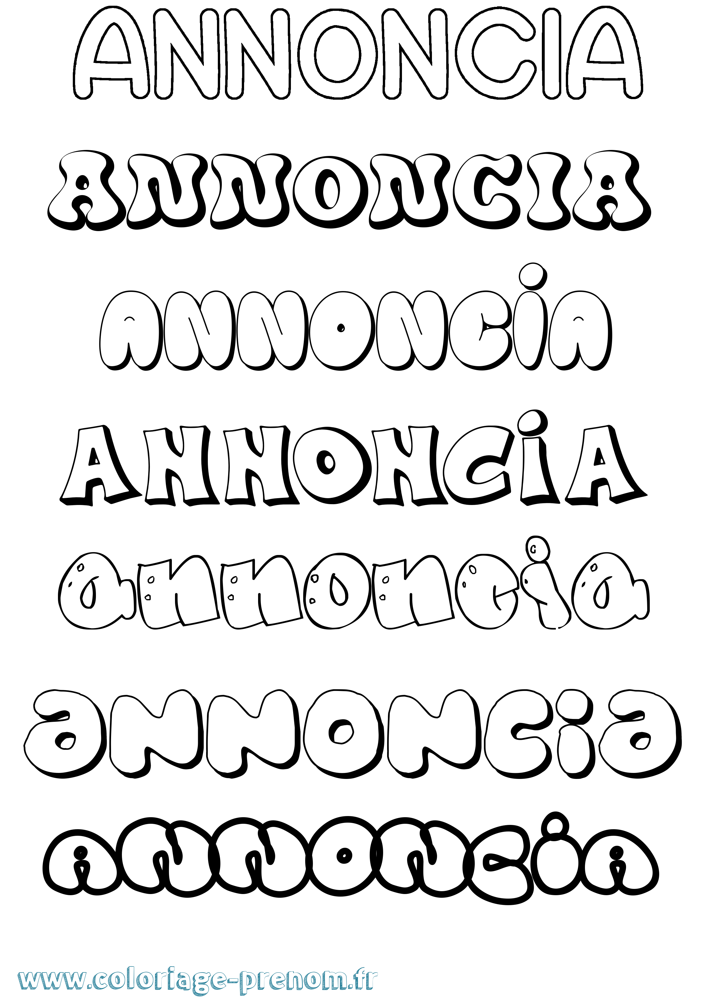 Coloriage Annoncia Bubble Coloriage prénom Annoncia Bubble