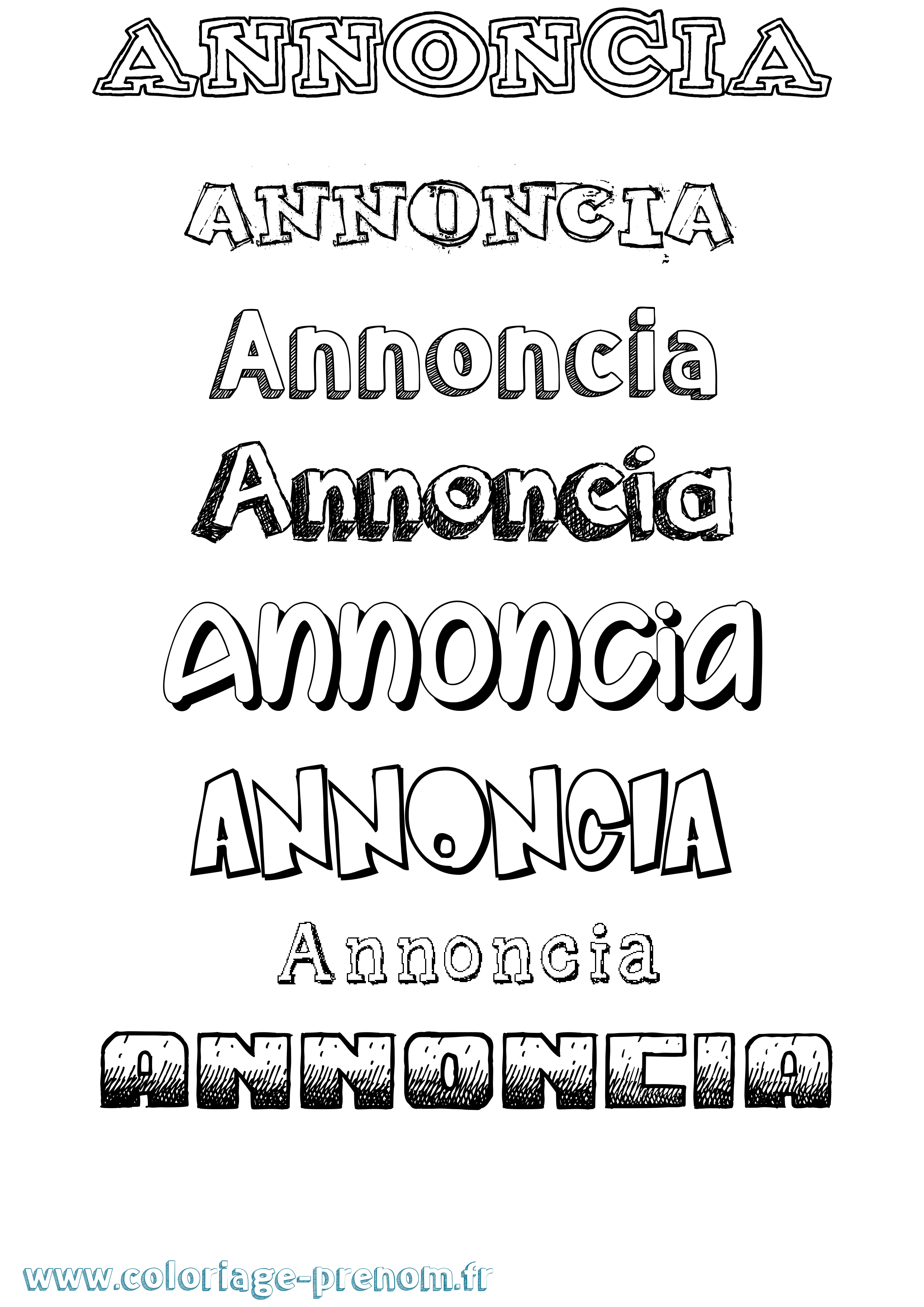Coloriage Annoncia Dessiné Coloriage prénom Annoncia Dessiné