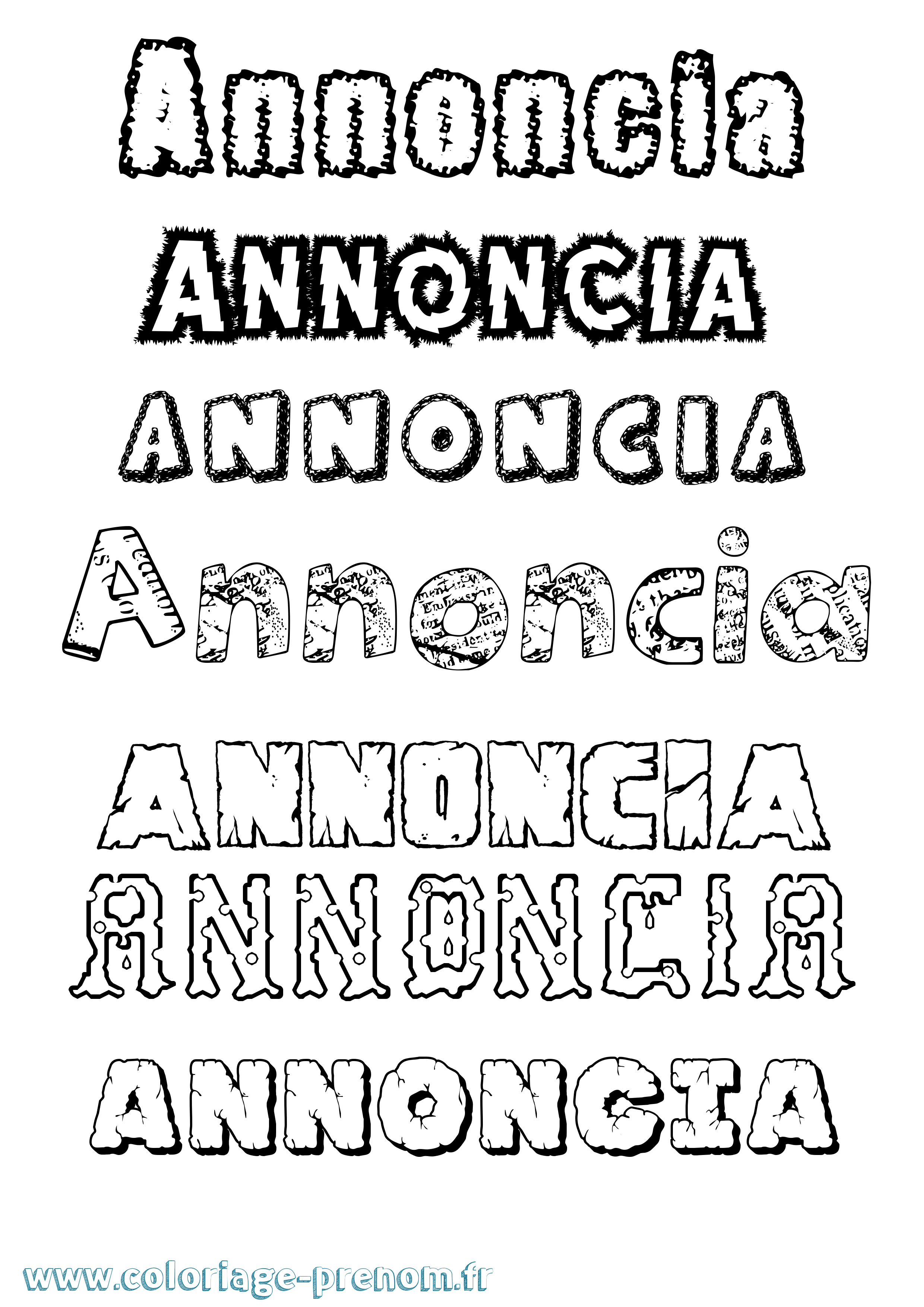 Coloriage Annoncia Destructuré Coloriage prénom Annoncia Destructuré
