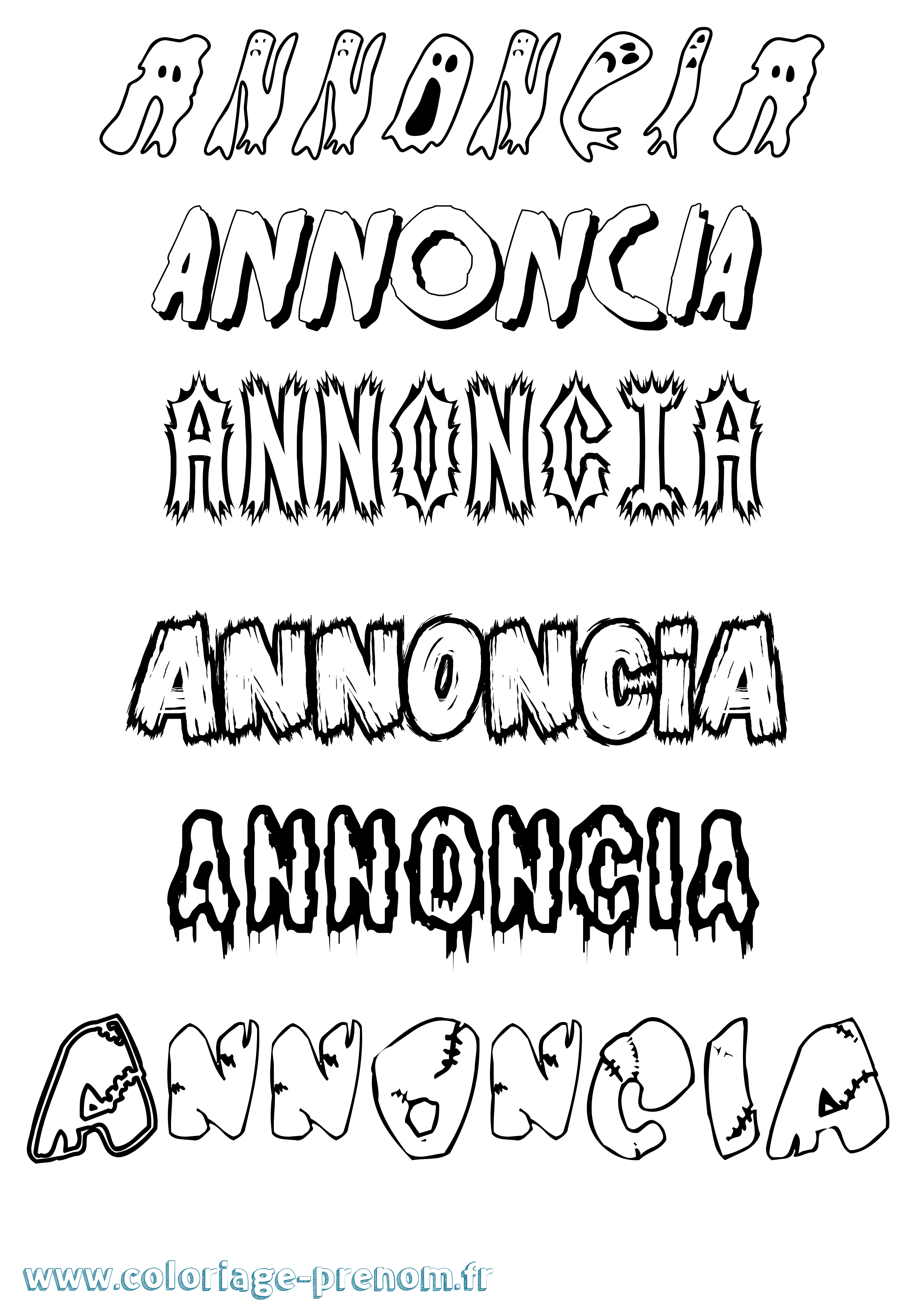 Coloriage Annoncia Frisson Coloriage prénom Annoncia Frisson
