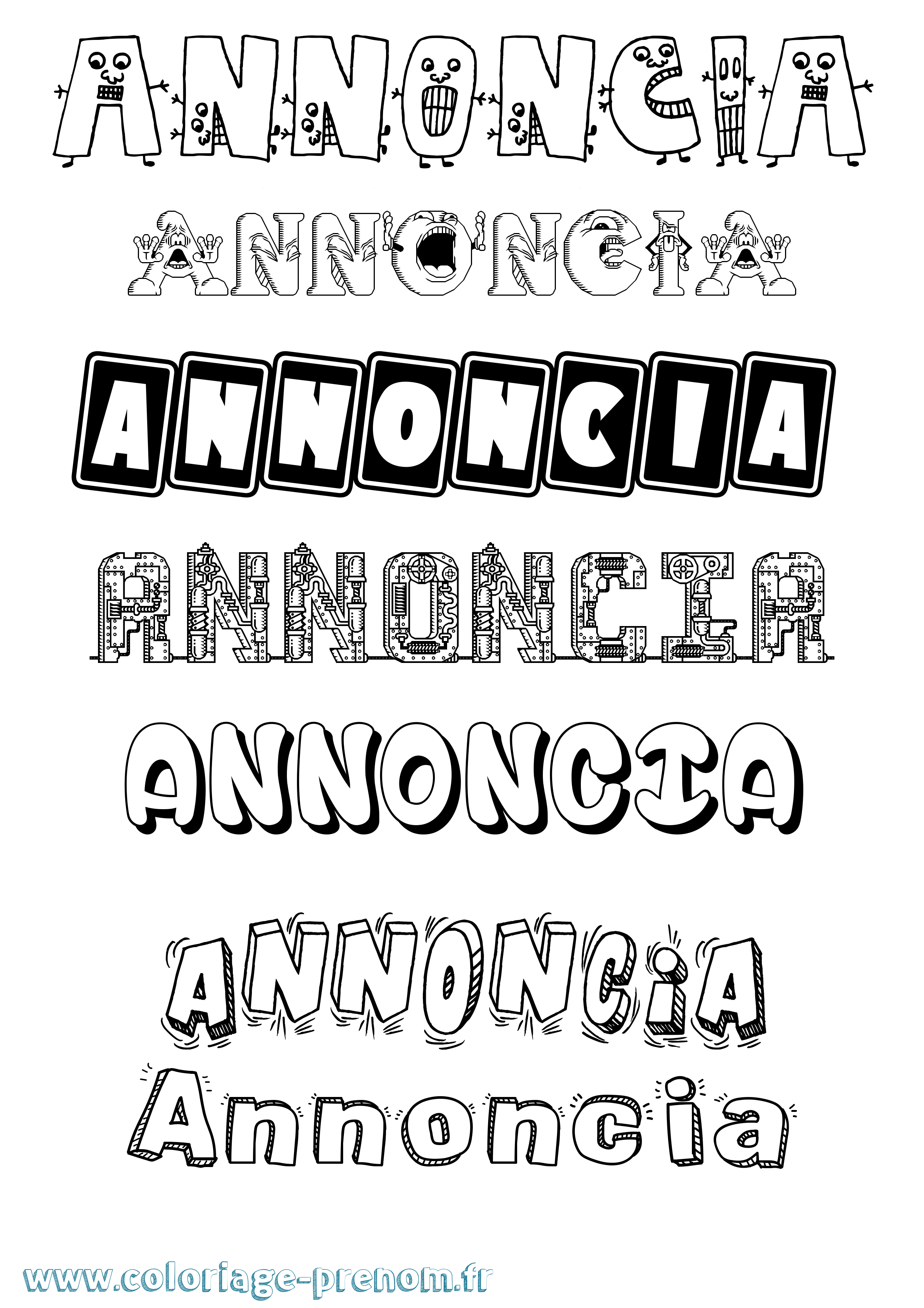 Coloriage Annoncia Fun Coloriage prénom Annoncia Fun