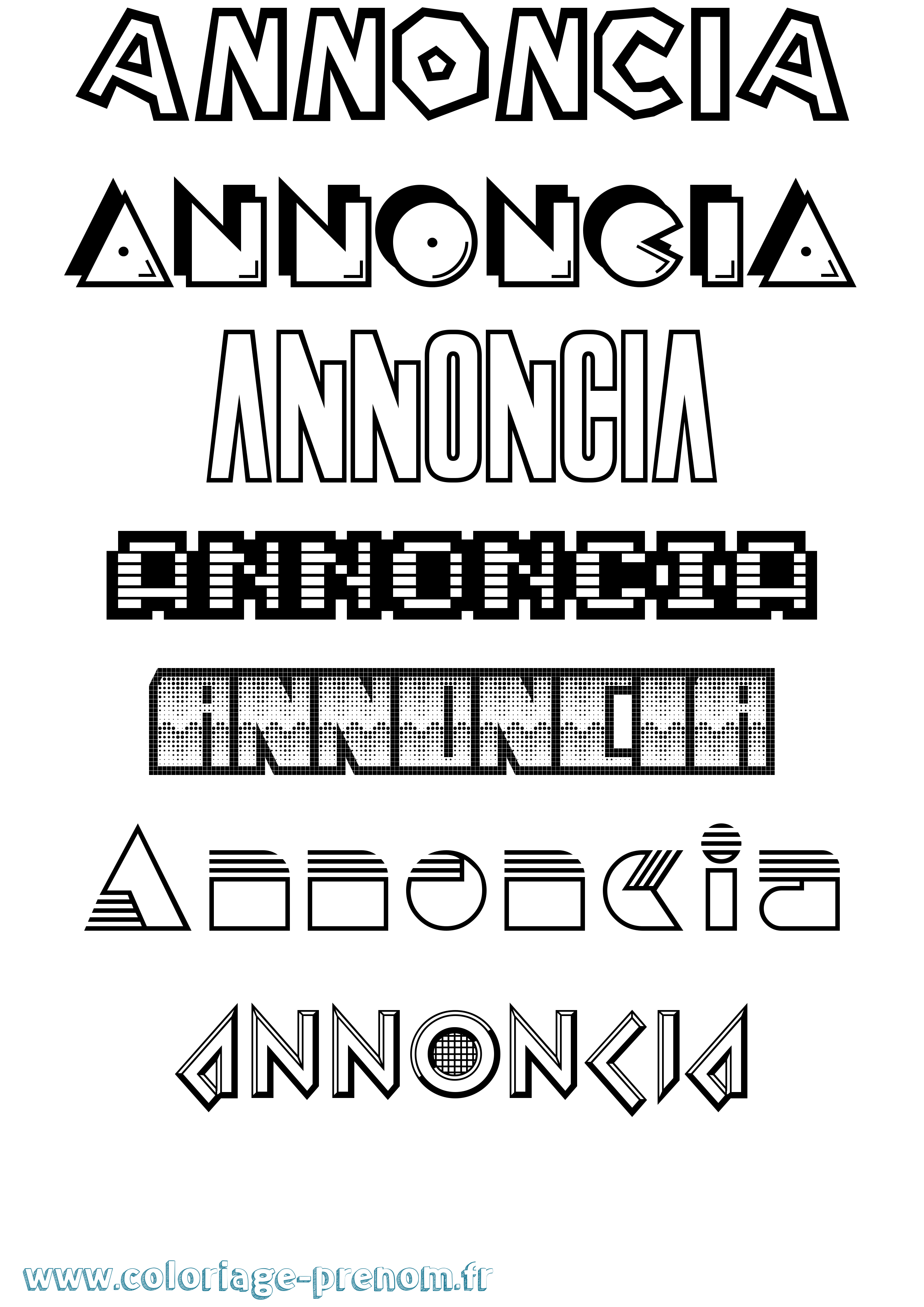 Coloriage Annoncia Jeux Vidéos Coloriage prénom Annoncia Jeux Vidéos
