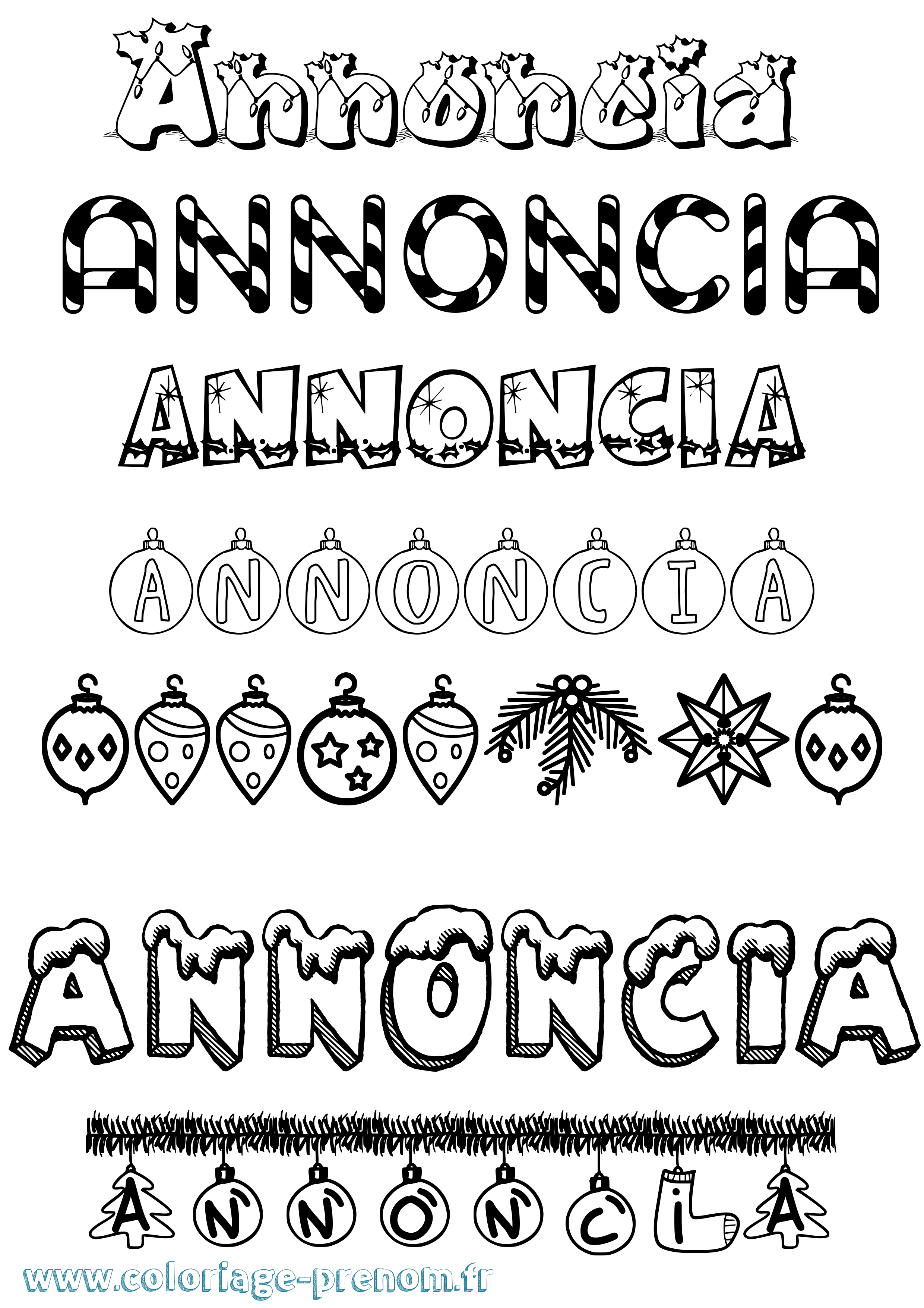 Coloriage Annoncia Noël Coloriage prénom Annoncia Noël