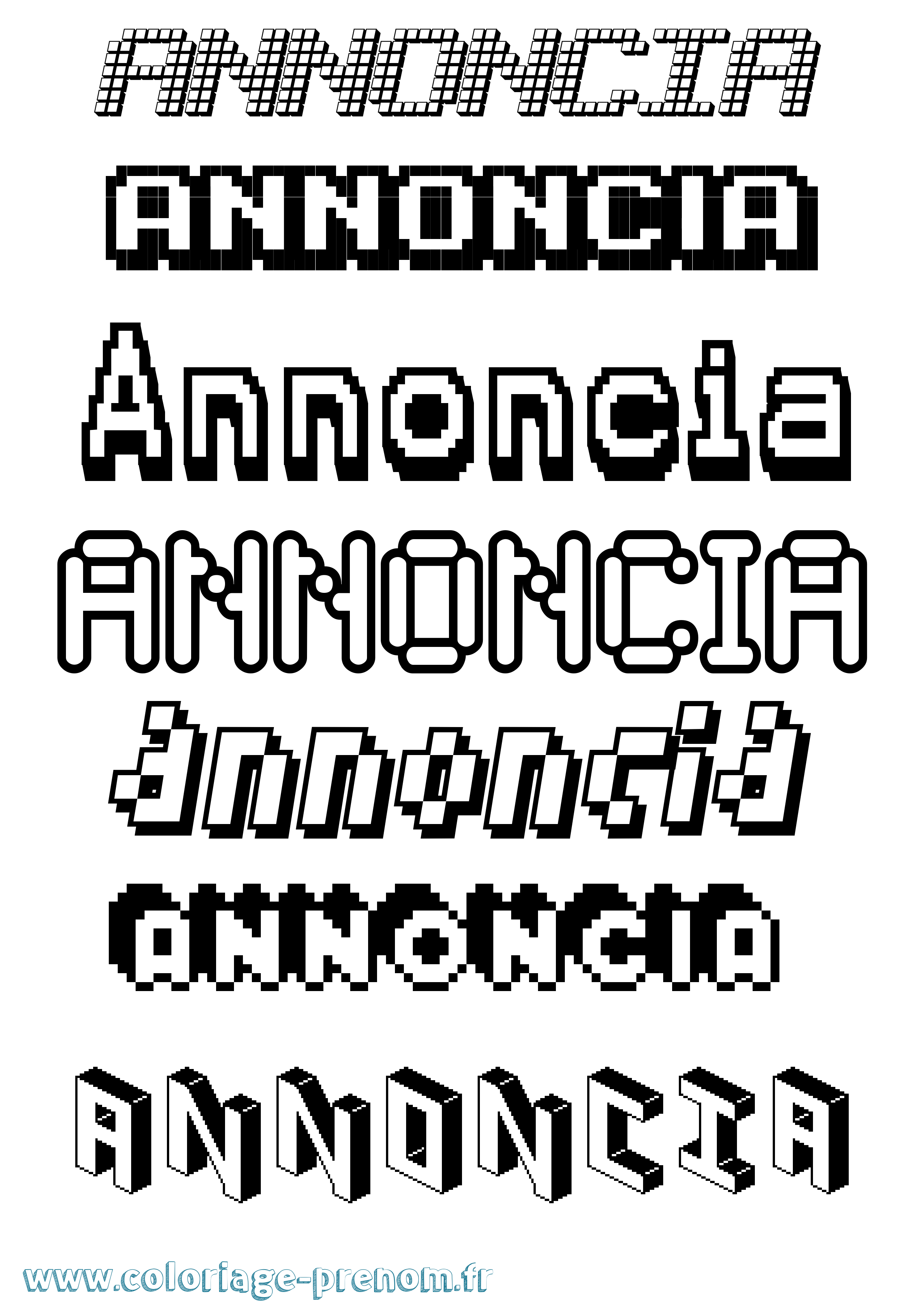 Coloriage Annoncia Pixel Coloriage prénom Annoncia Pixel
