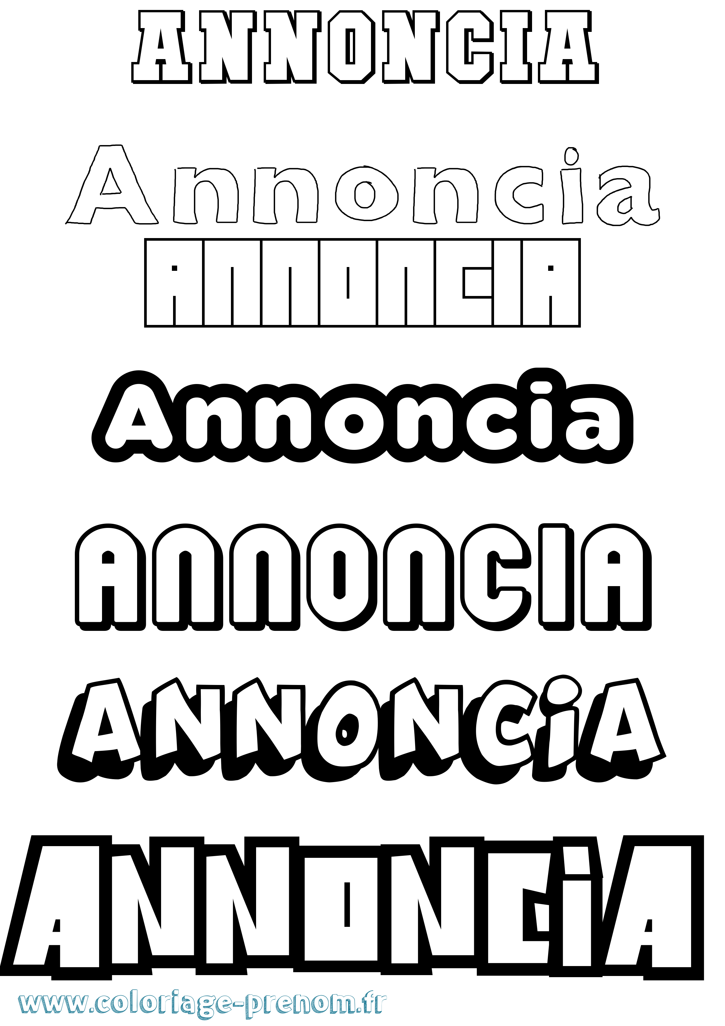 Coloriage Annoncia Simple Coloriage prénom Annoncia Simple