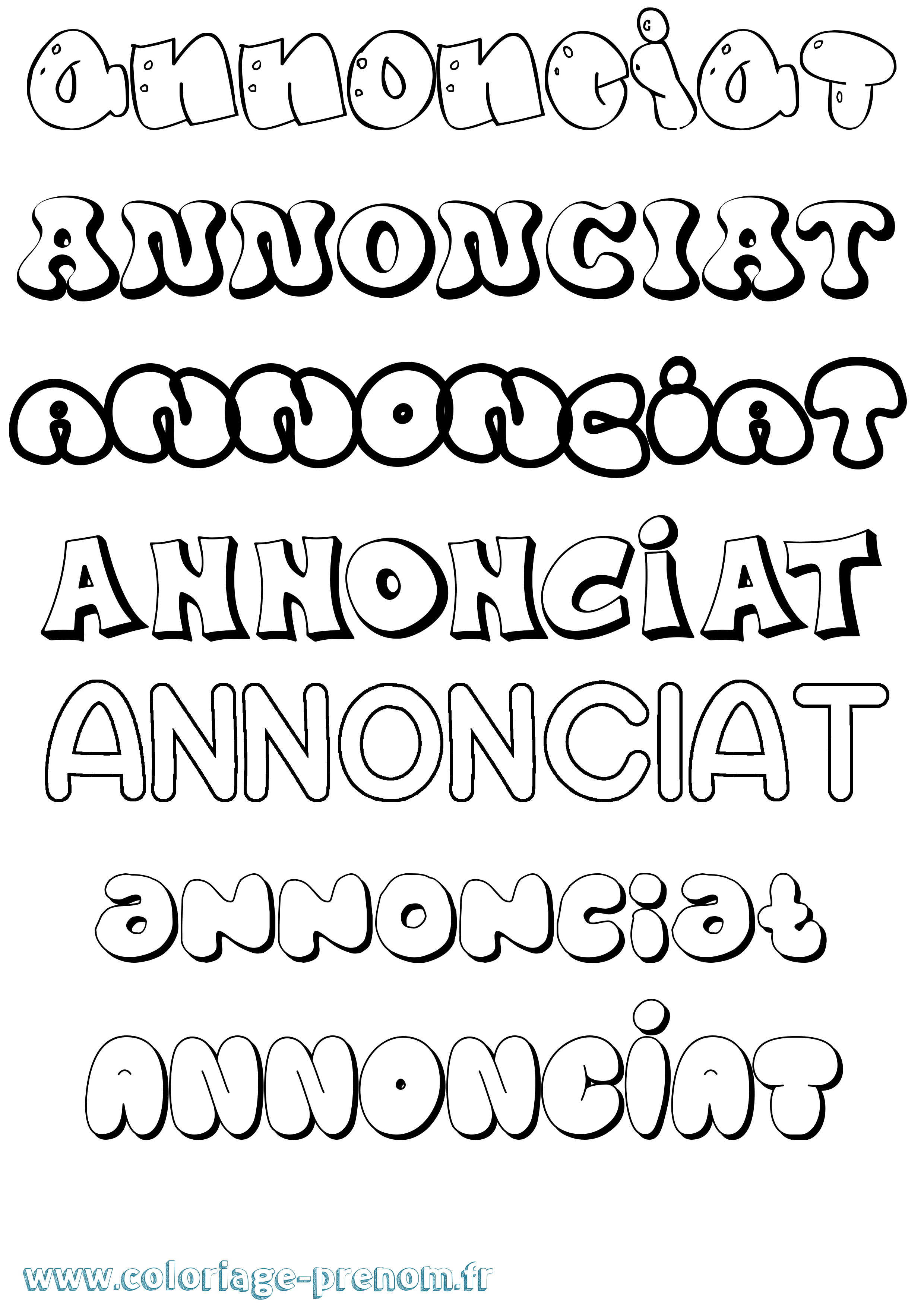 Coloriage Annonciat Bubble Coloriage prénom Annonciat Bubble