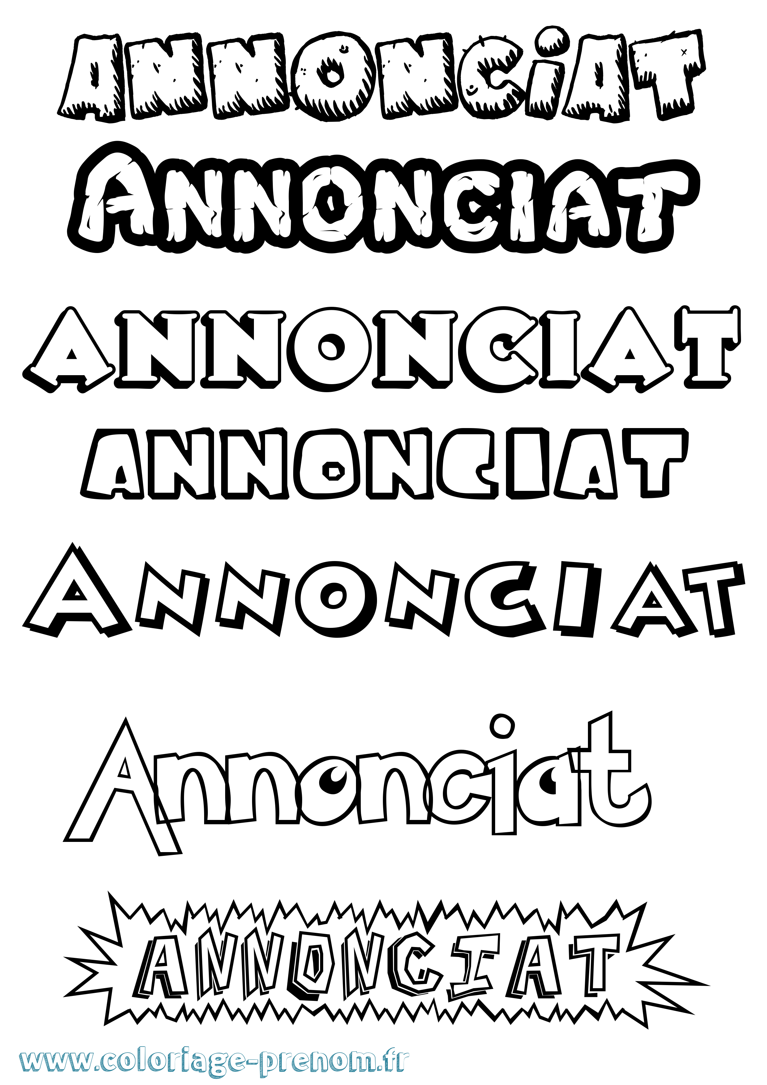 Coloriage Annonciat Dessin Animé Coloriage prénom Annonciat Dessin Animé