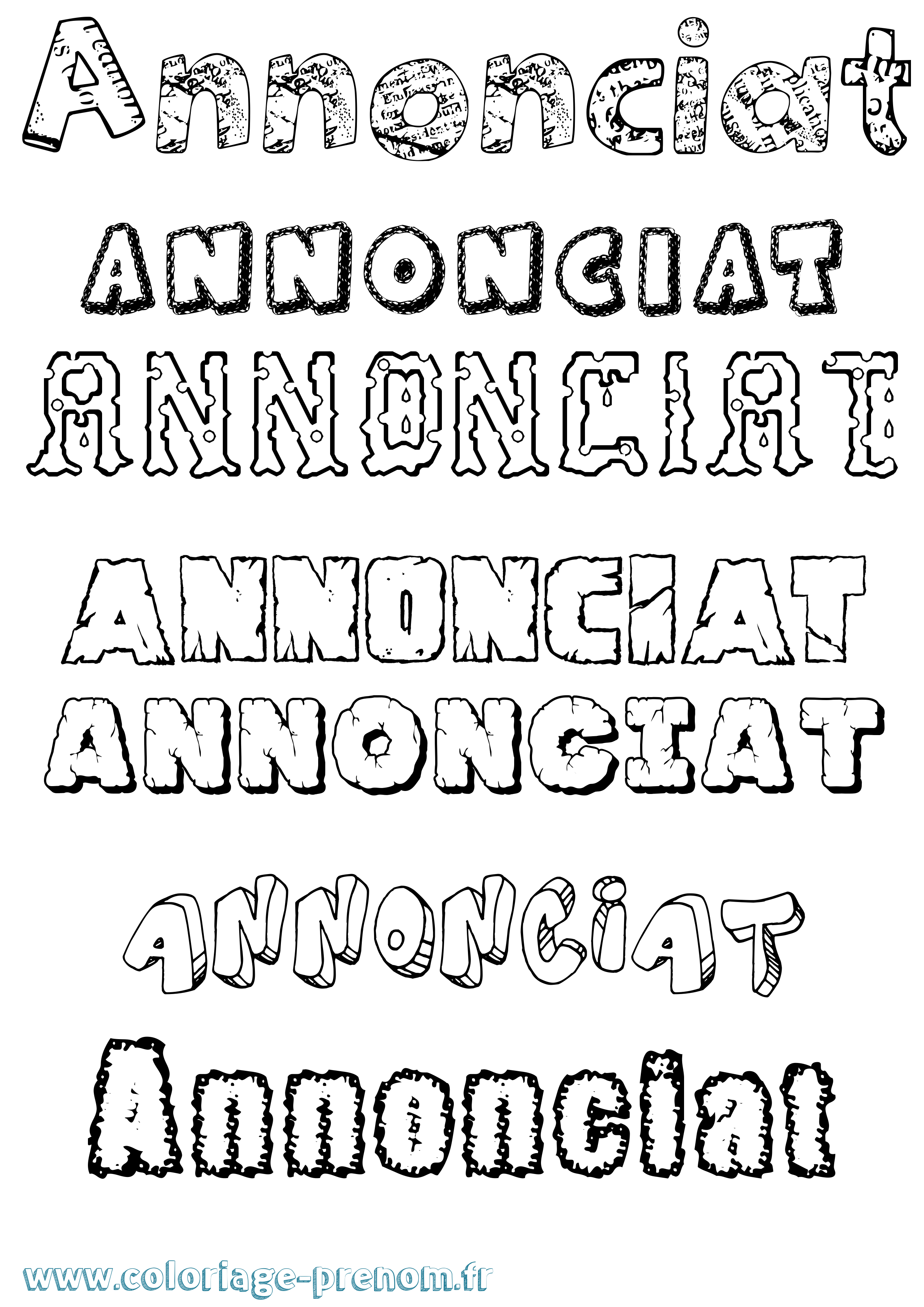 Coloriage Annonciat Destructuré Coloriage prénom Annonciat Destructuré