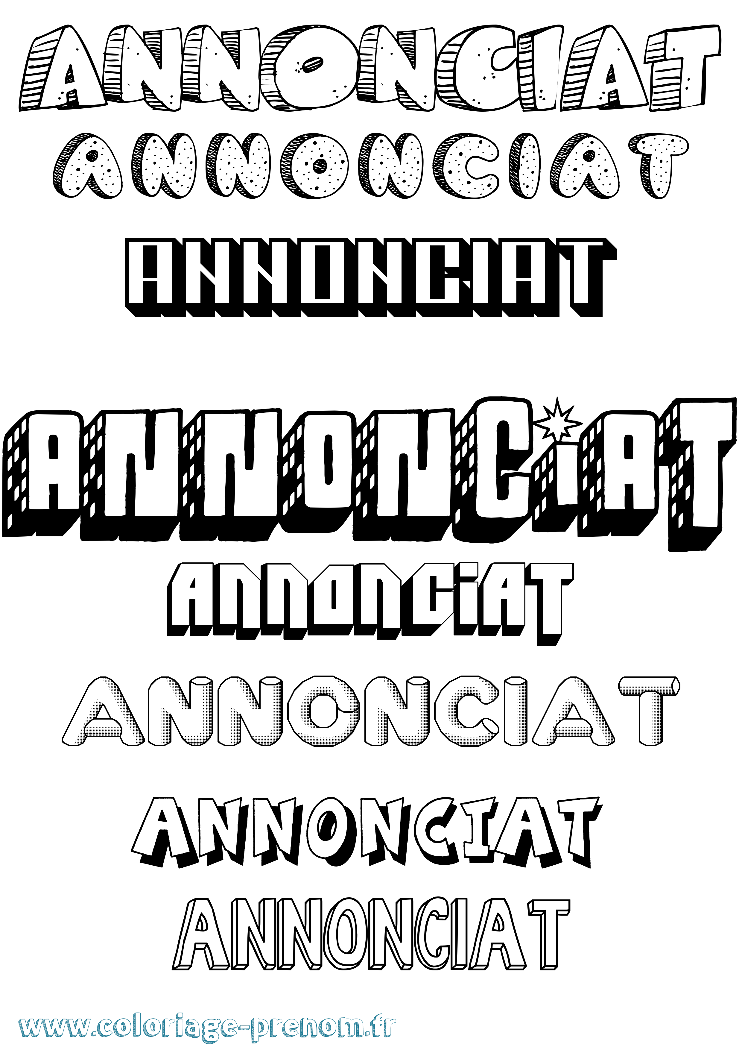 Coloriage Annonciat Effet 3D Coloriage prénom Annonciat Effet 3D