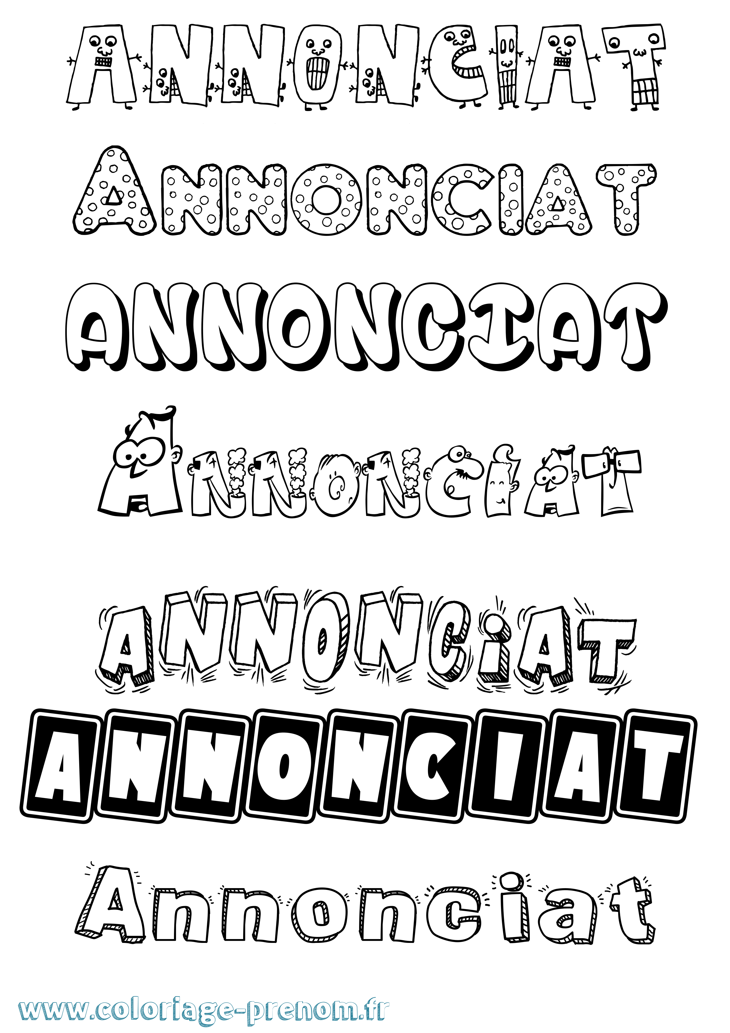 Coloriage Annonciat Fun Coloriage prénom Annonciat Fun