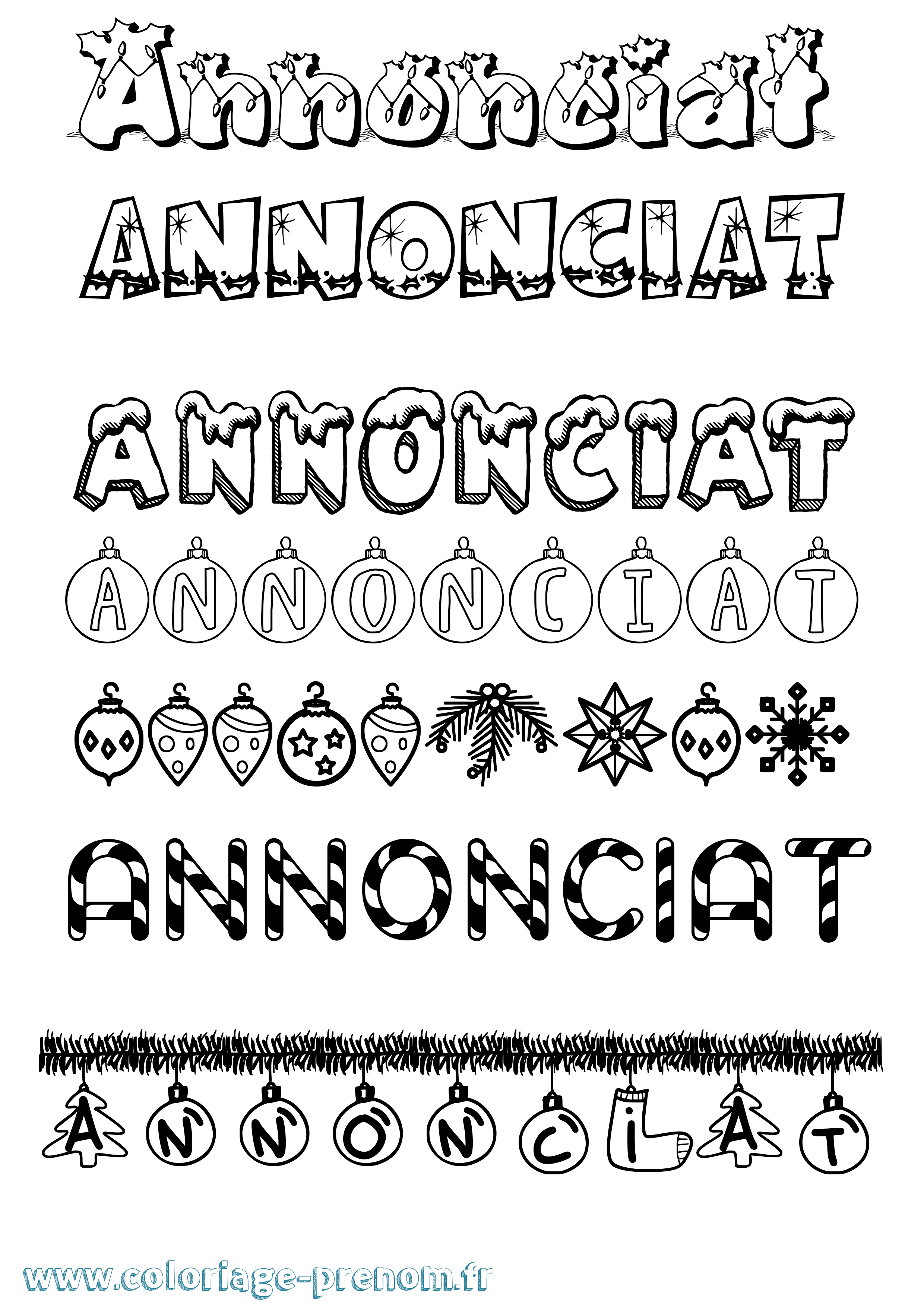 Coloriage Annonciat Noël Coloriage prénom Annonciat Noël