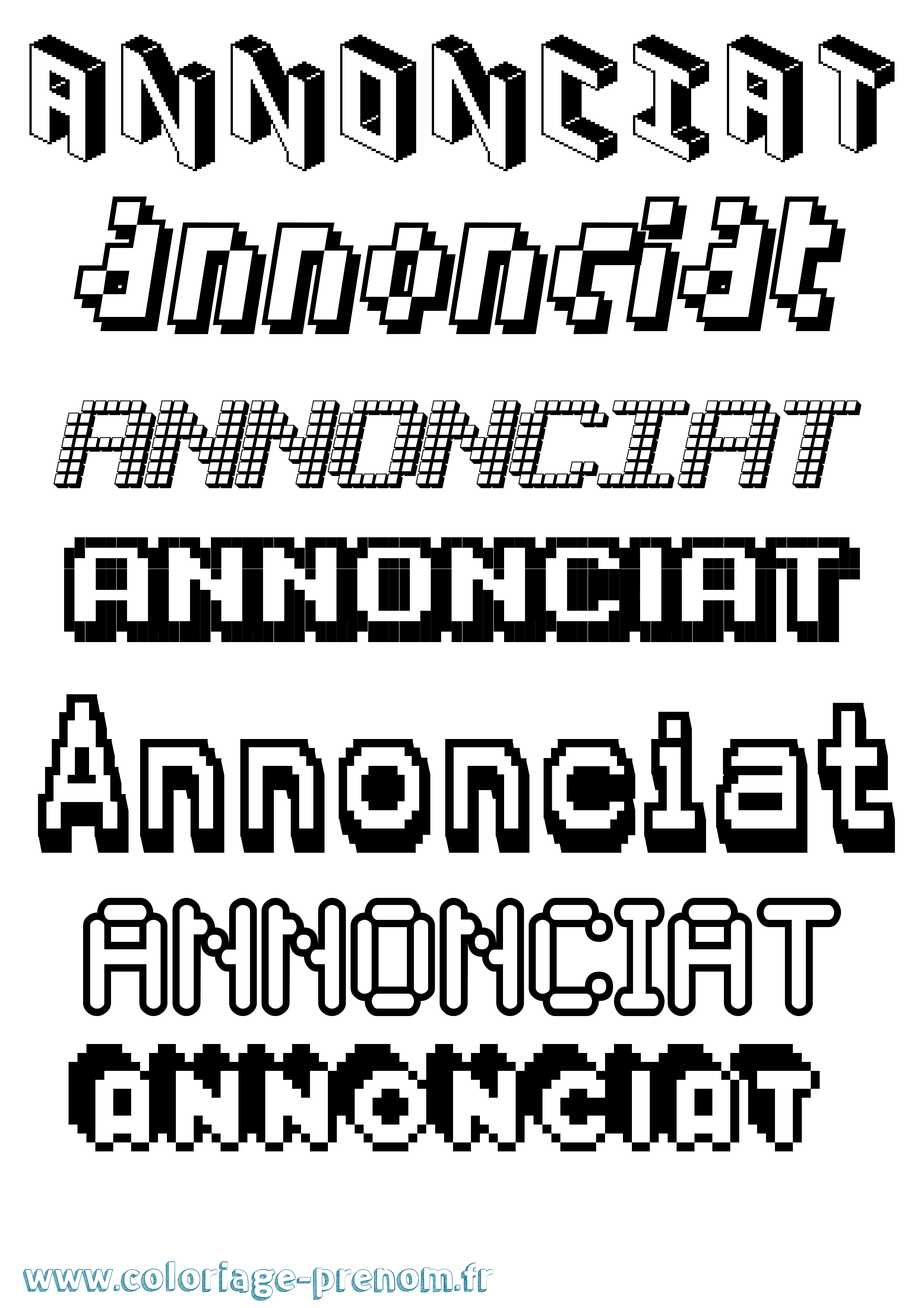 Coloriage Annonciat Pixel Coloriage prénom Annonciat Pixel