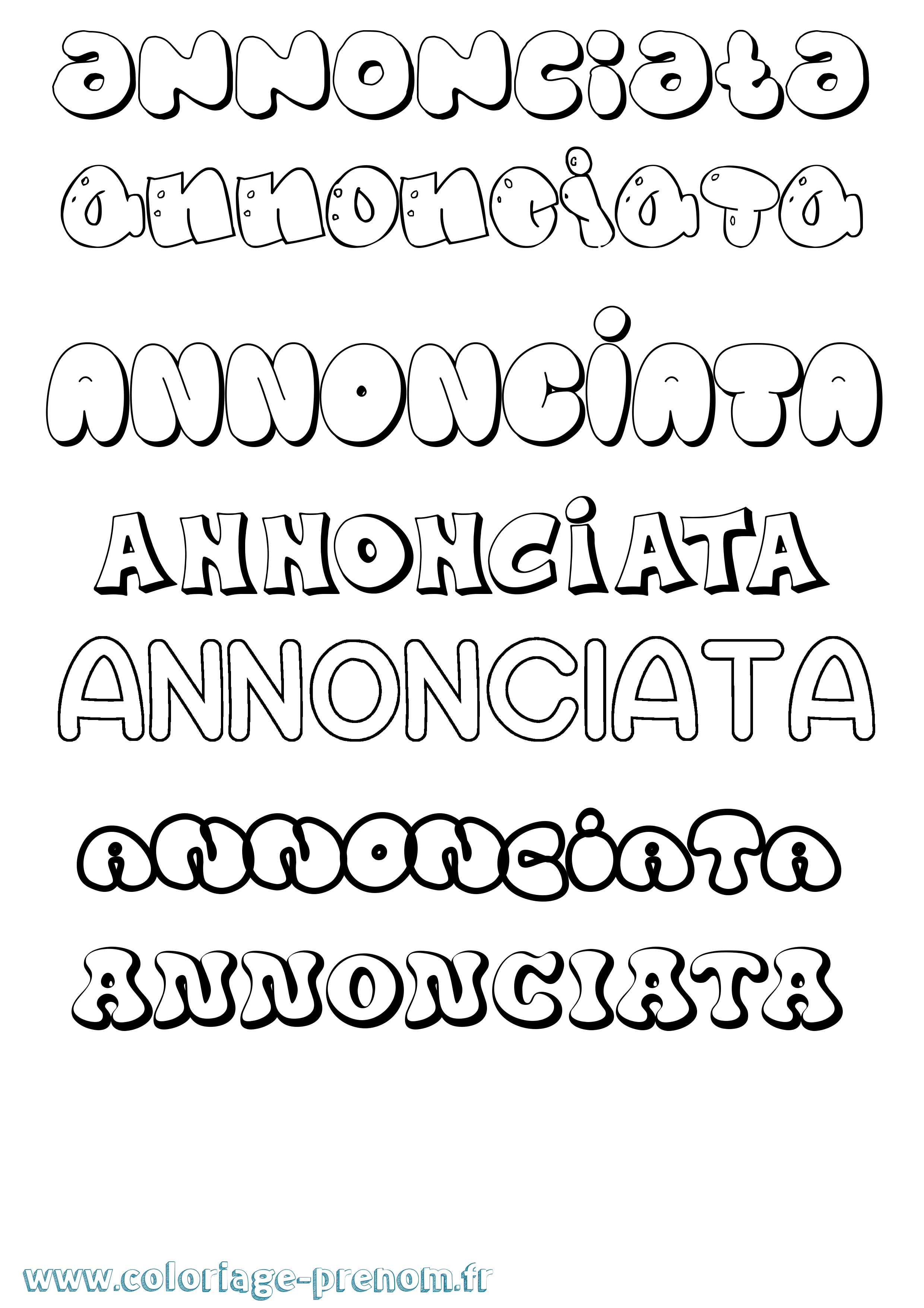 Coloriage Annonciata Bubble Coloriage prénom Annonciata Bubble