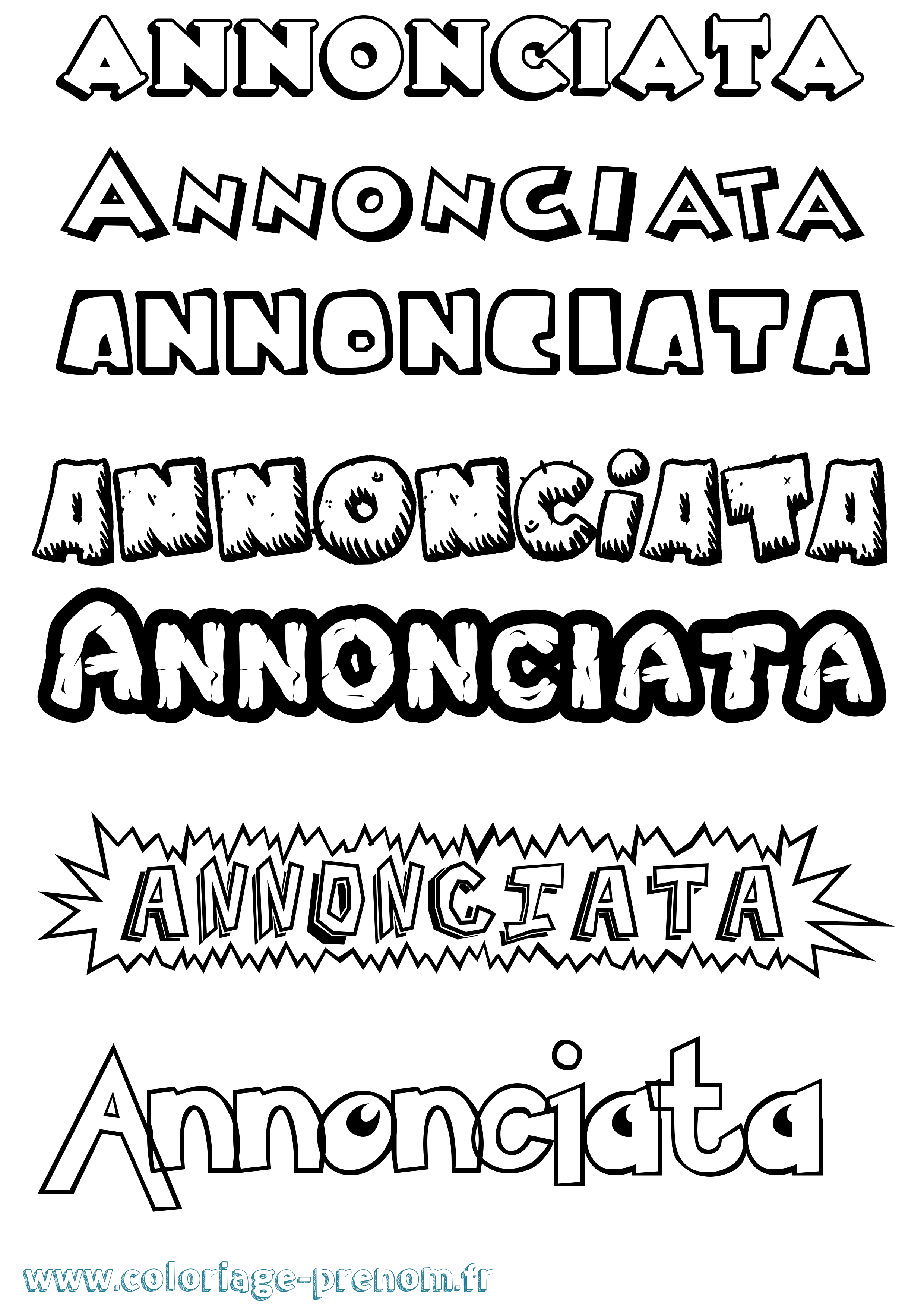 Coloriage Annonciata Dessin Animé Coloriage prénom Annonciata Dessin Animé