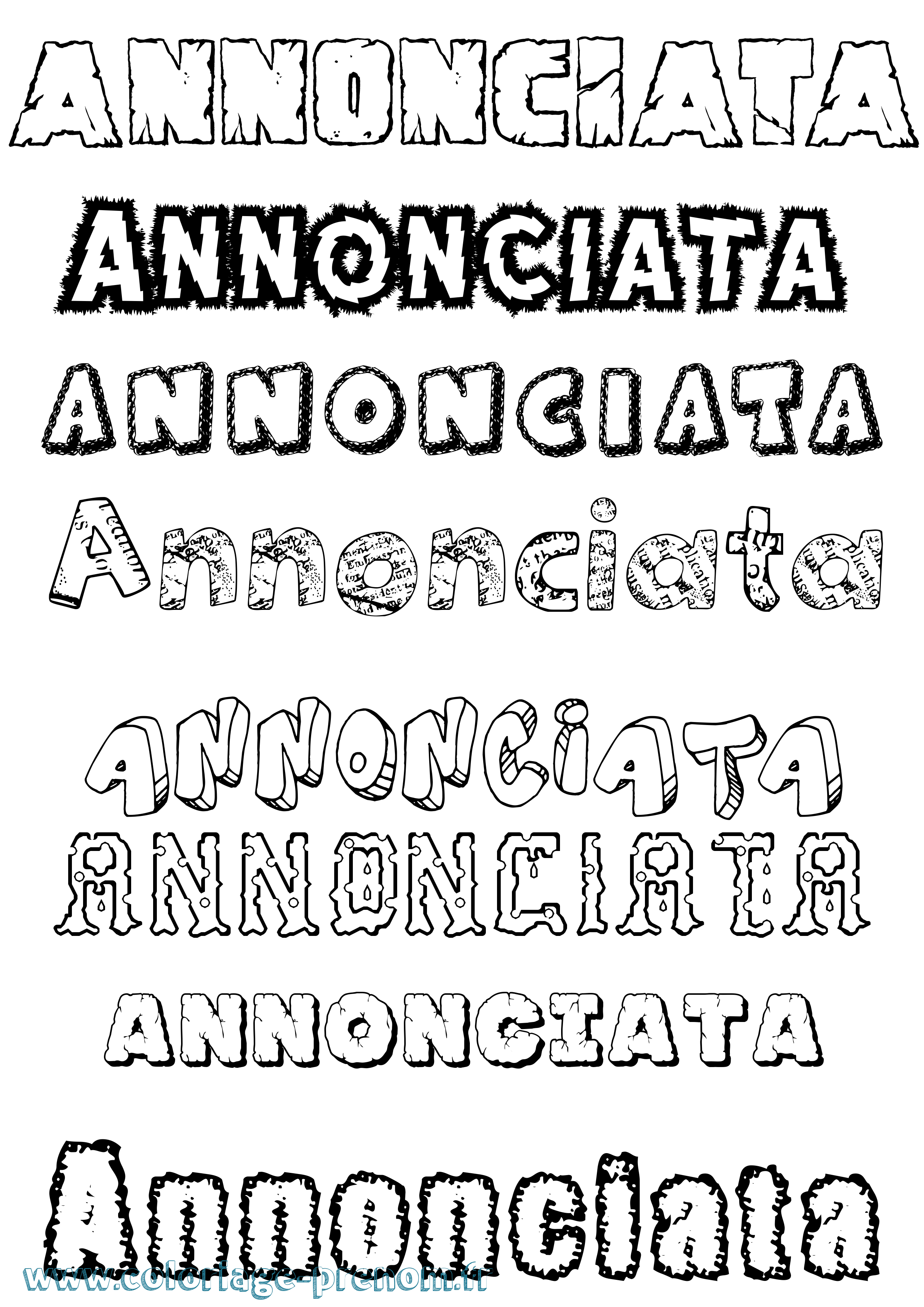 Coloriage Annonciata Destructuré Coloriage prénom Annonciata Destructuré