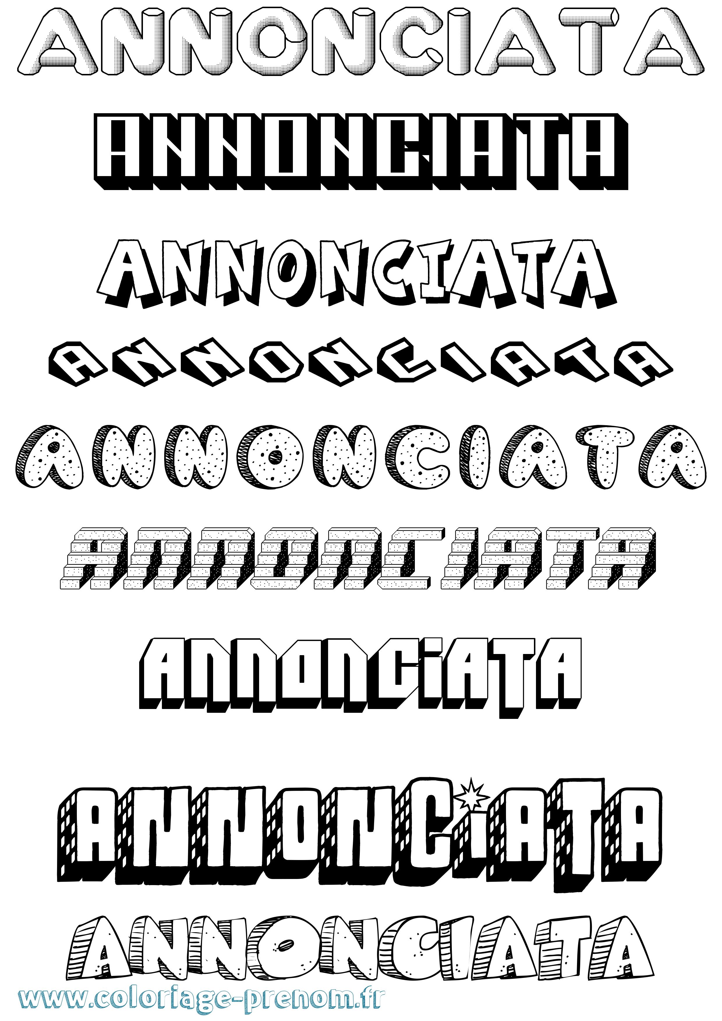 Coloriage Annonciata Effet 3D Coloriage prénom Annonciata Effet 3D