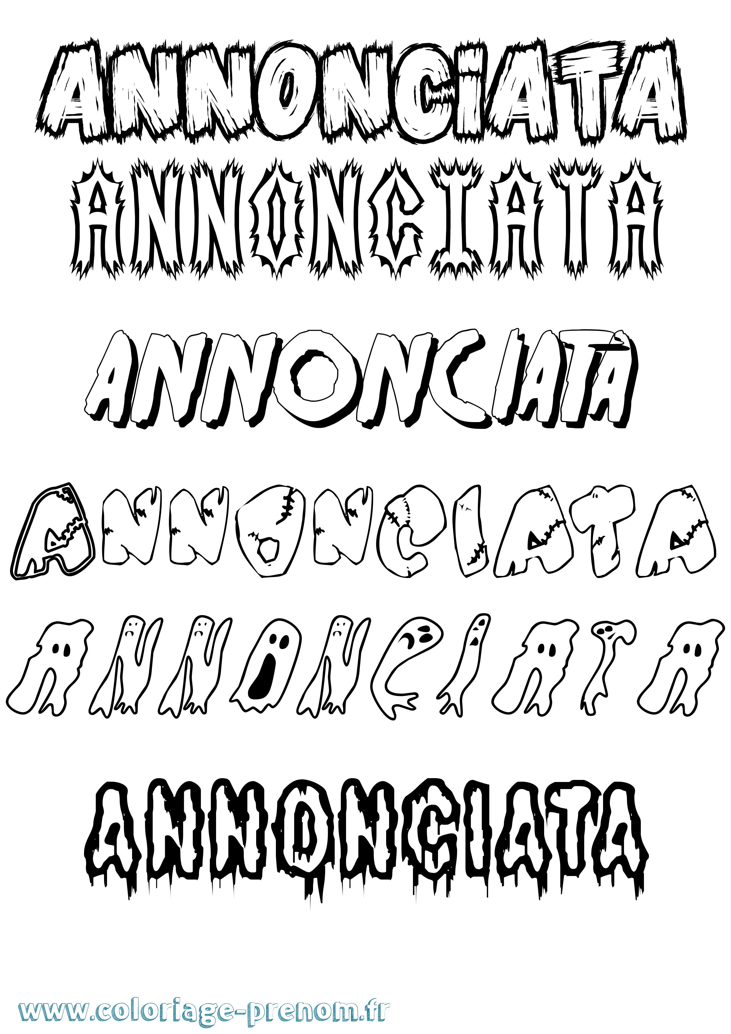 Coloriage Annonciata Frisson Coloriage prénom Annonciata Frisson