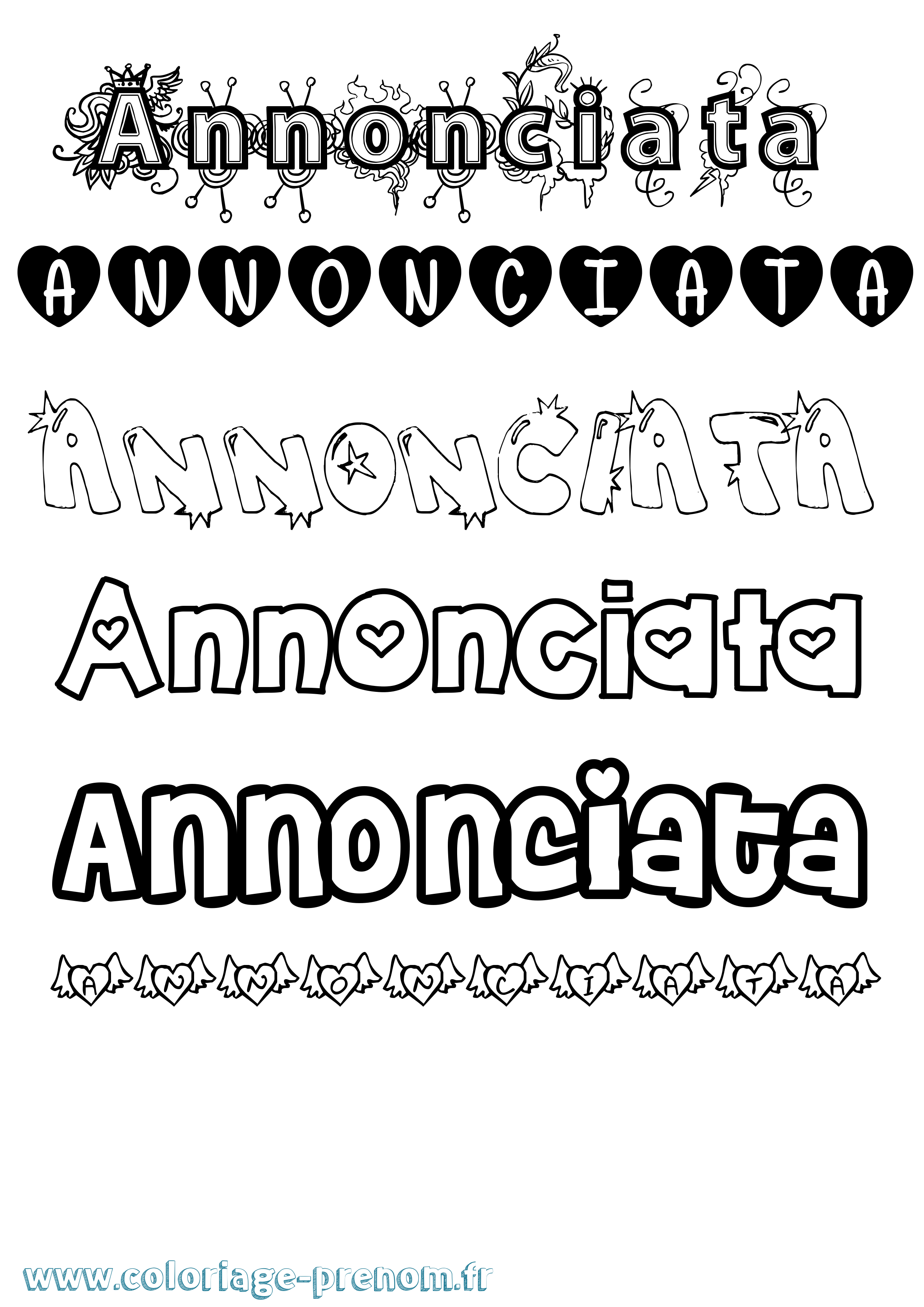 Coloriage Annonciata Girly Coloriage prénom Annonciata Girly