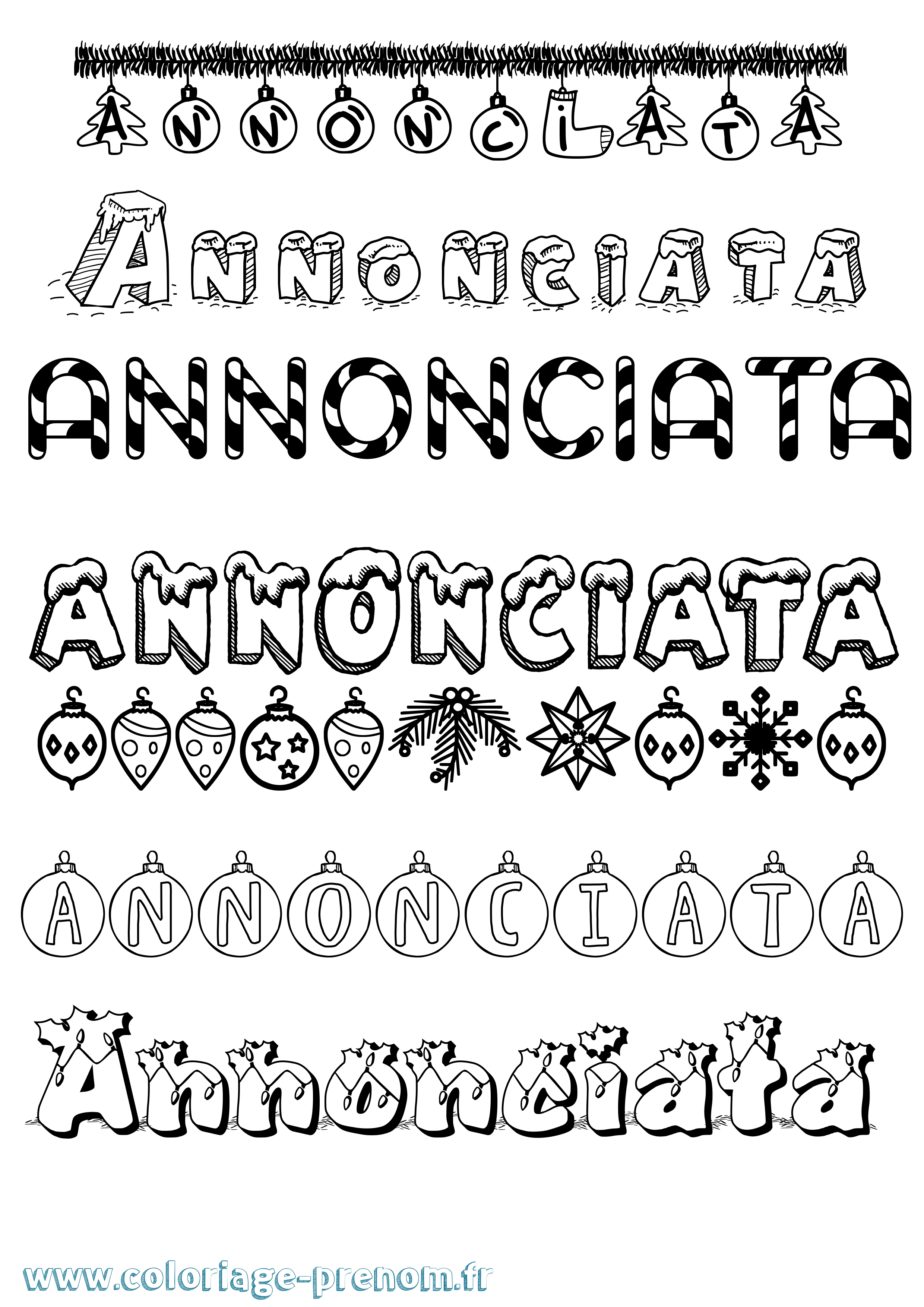 Coloriage Annonciata Noël Coloriage prénom Annonciata Noël
