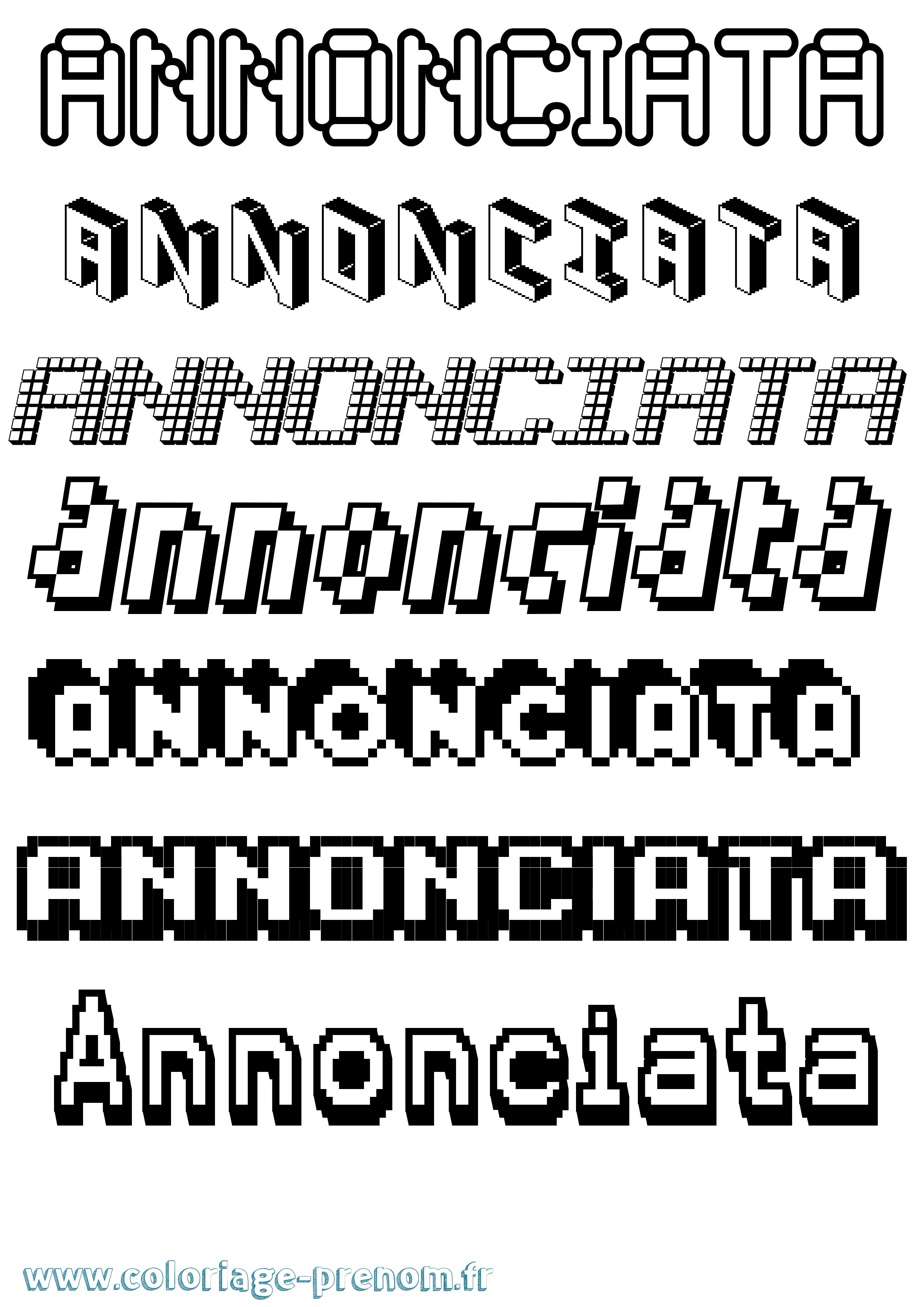 Coloriage Annonciata Pixel Coloriage prénom Annonciata Pixel
