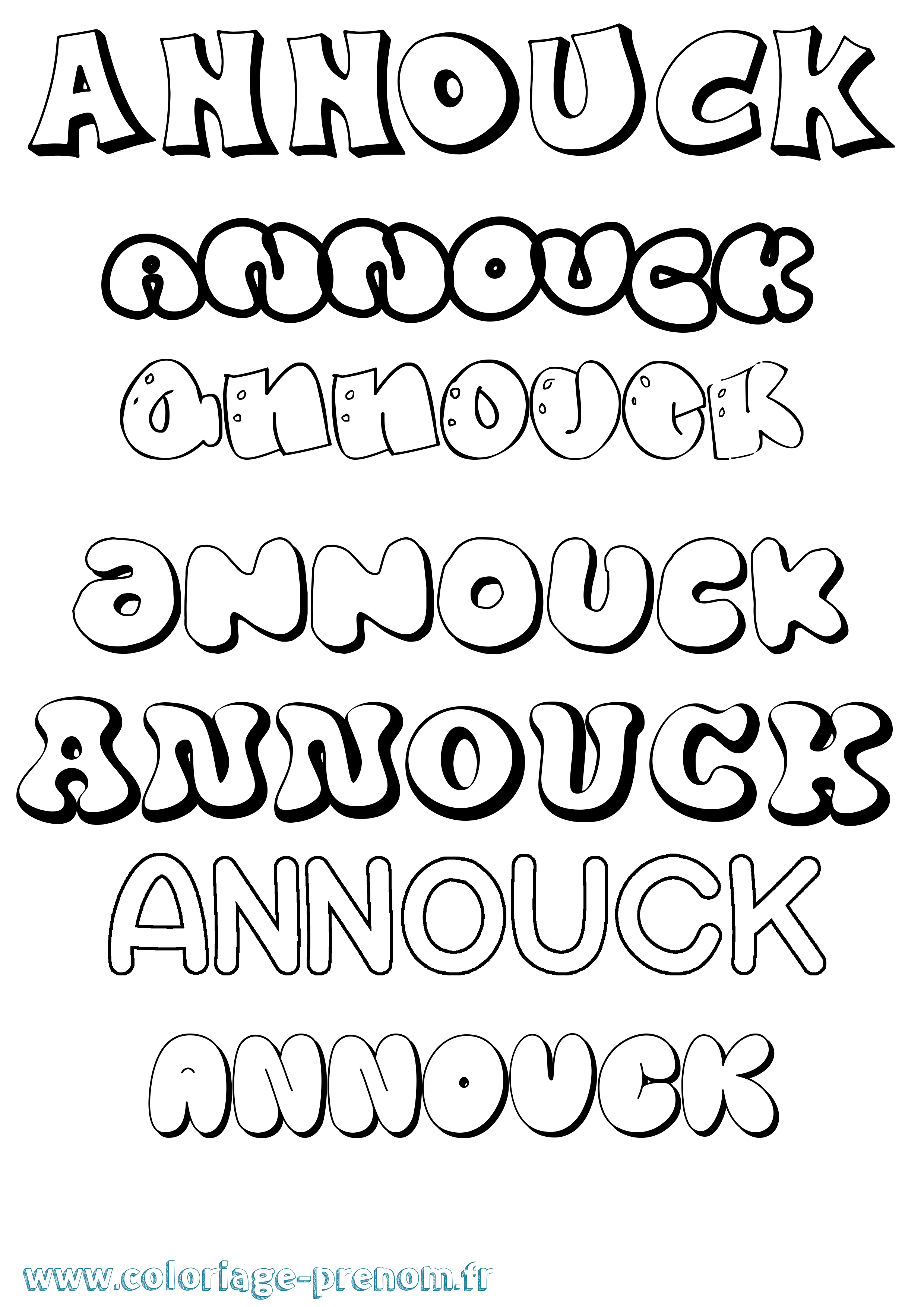 Coloriage Annouck Bubble Coloriage prénom Annouck Bubble