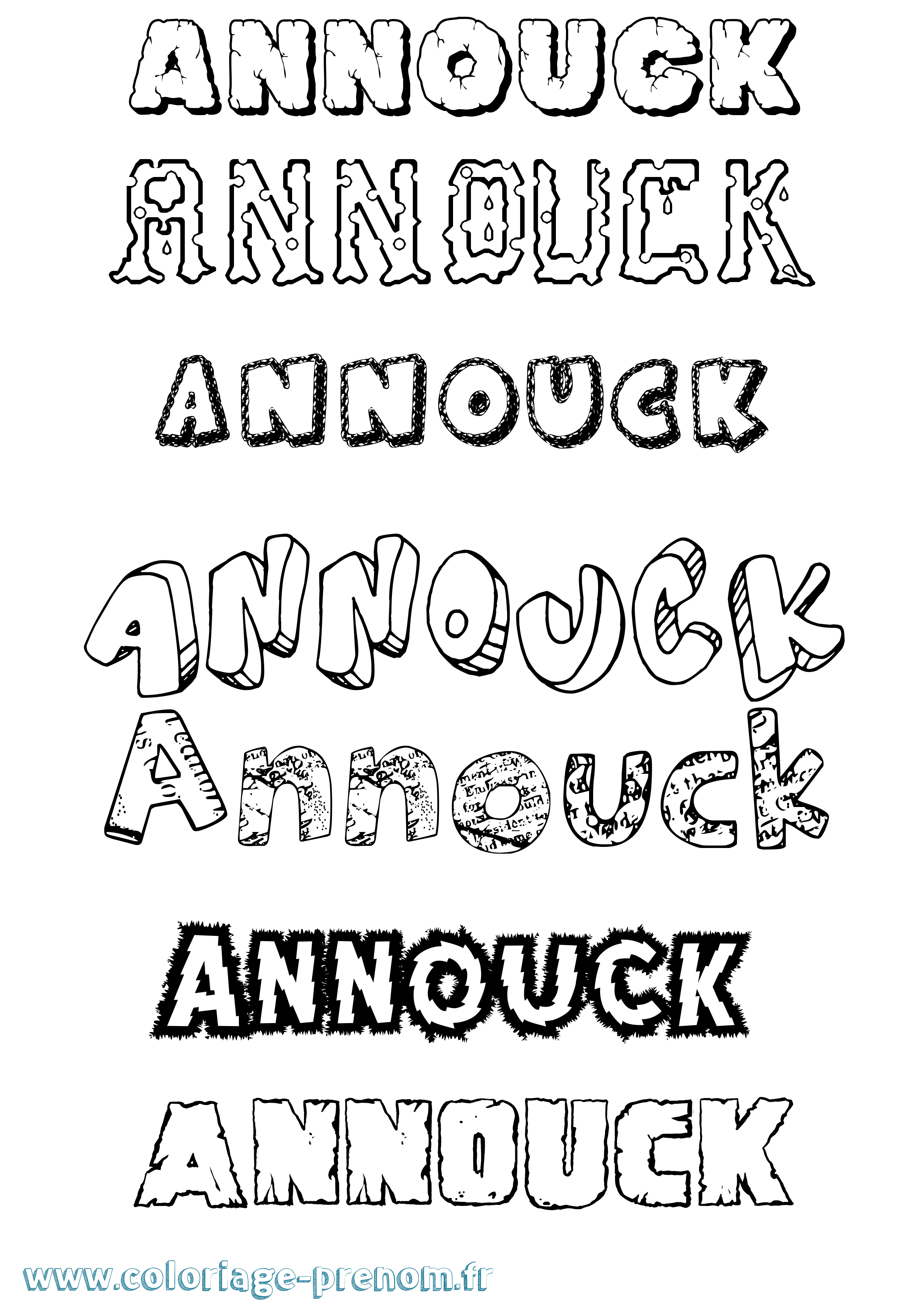 Coloriage Annouck Destructuré Coloriage prénom Annouck Destructuré