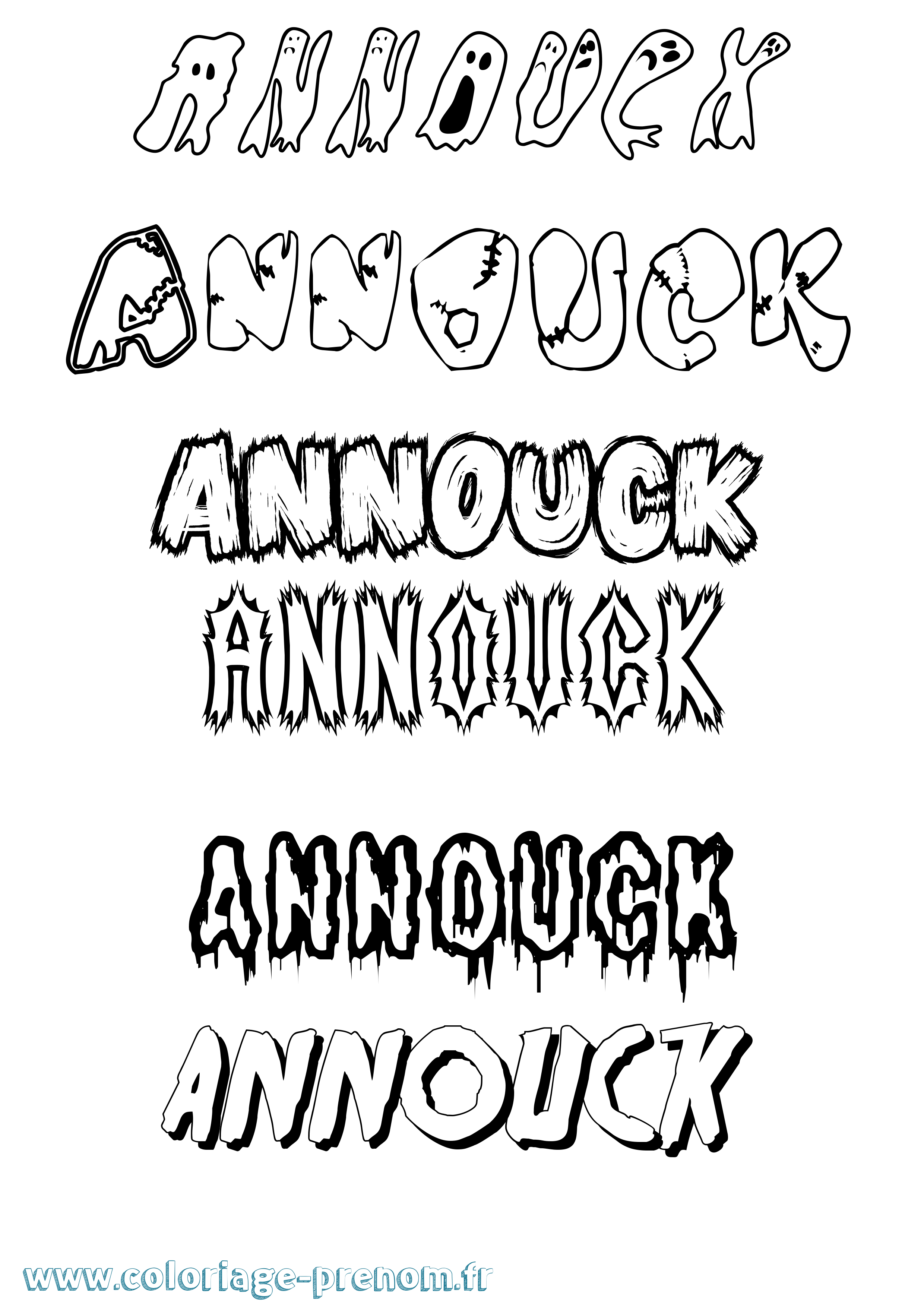 Coloriage Annouck Frisson Coloriage prénom Annouck Frisson