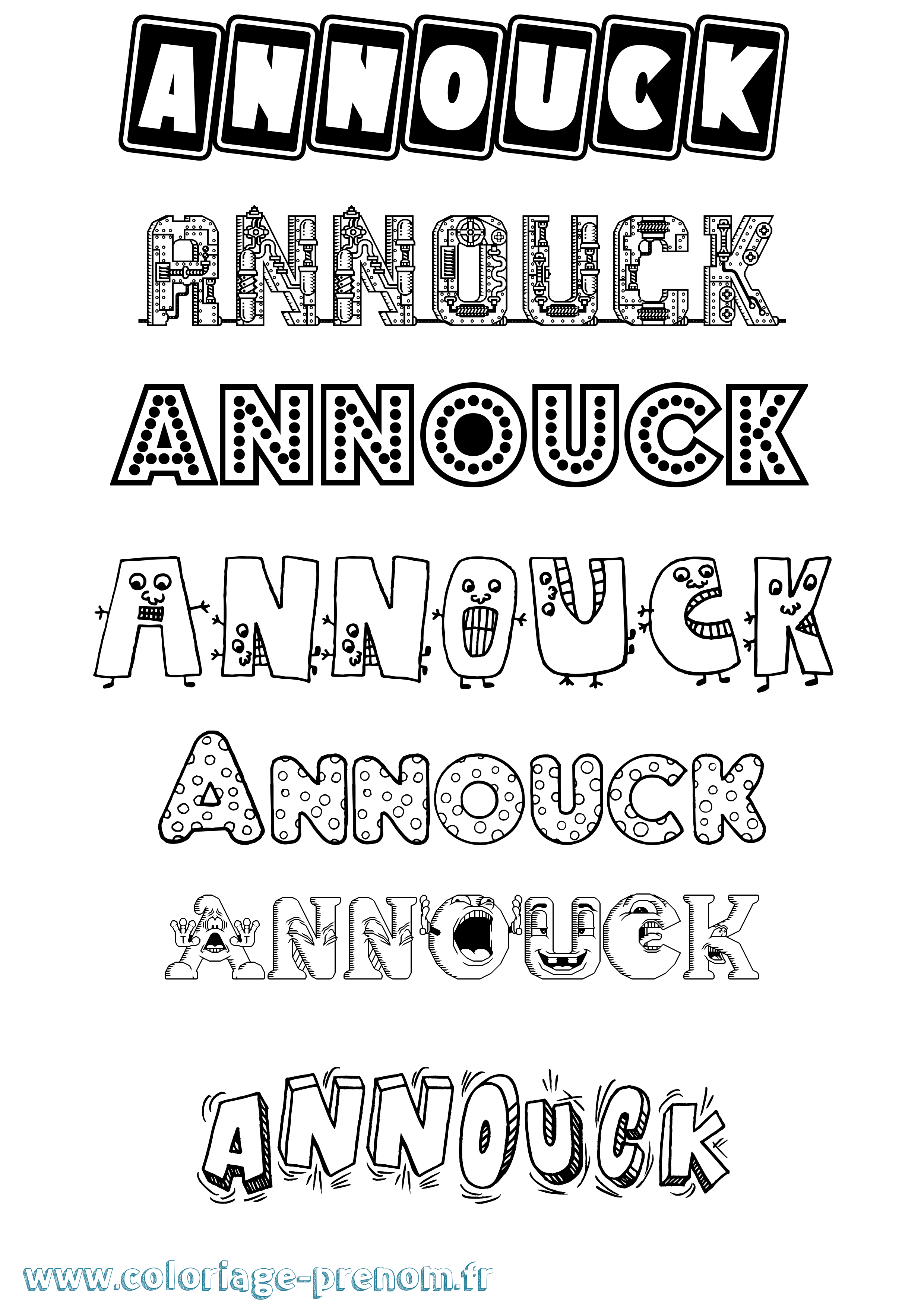 Coloriage Annouck Fun Coloriage prénom Annouck Fun