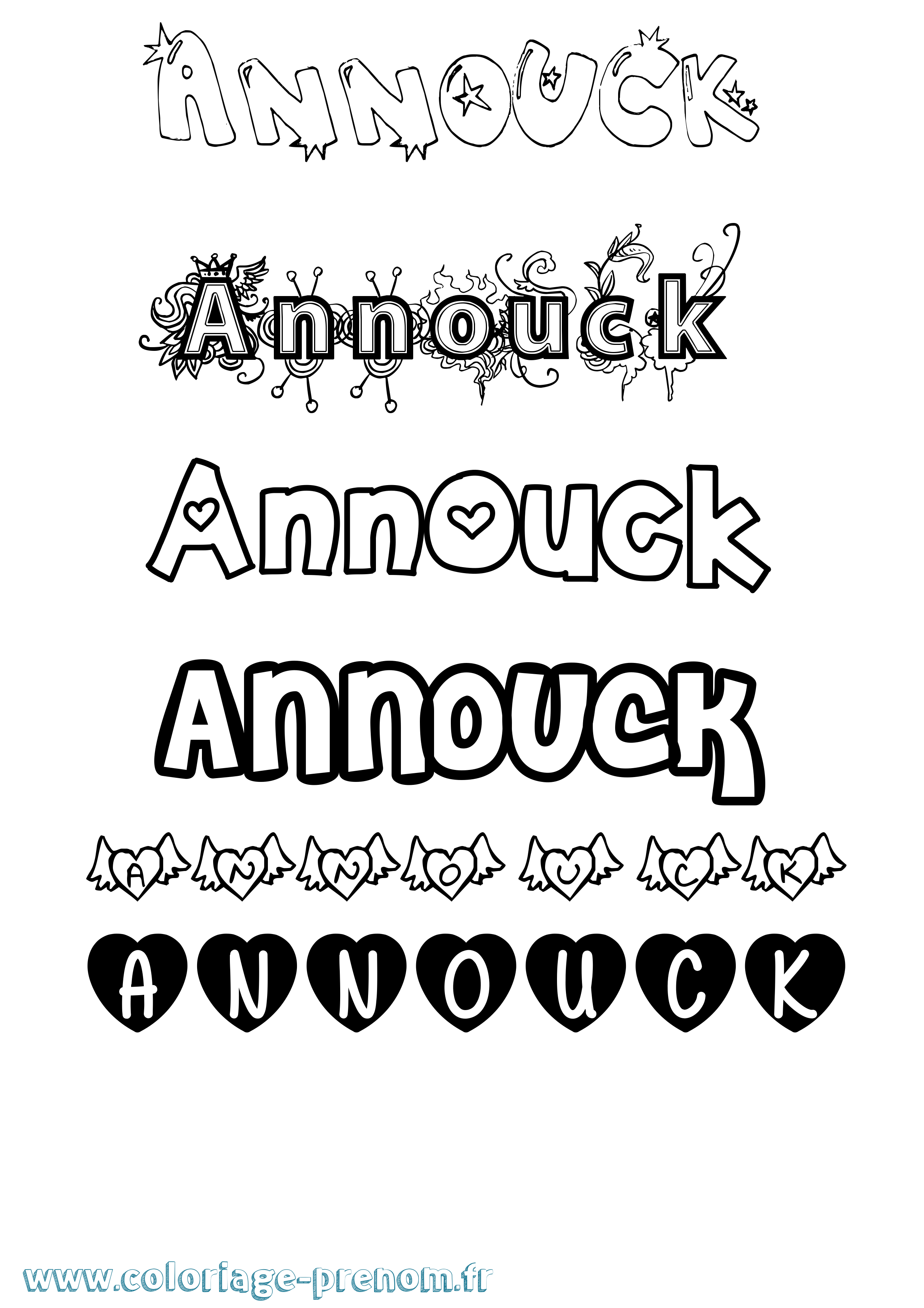 Coloriage Annouck Girly Coloriage prénom Annouck Girly
