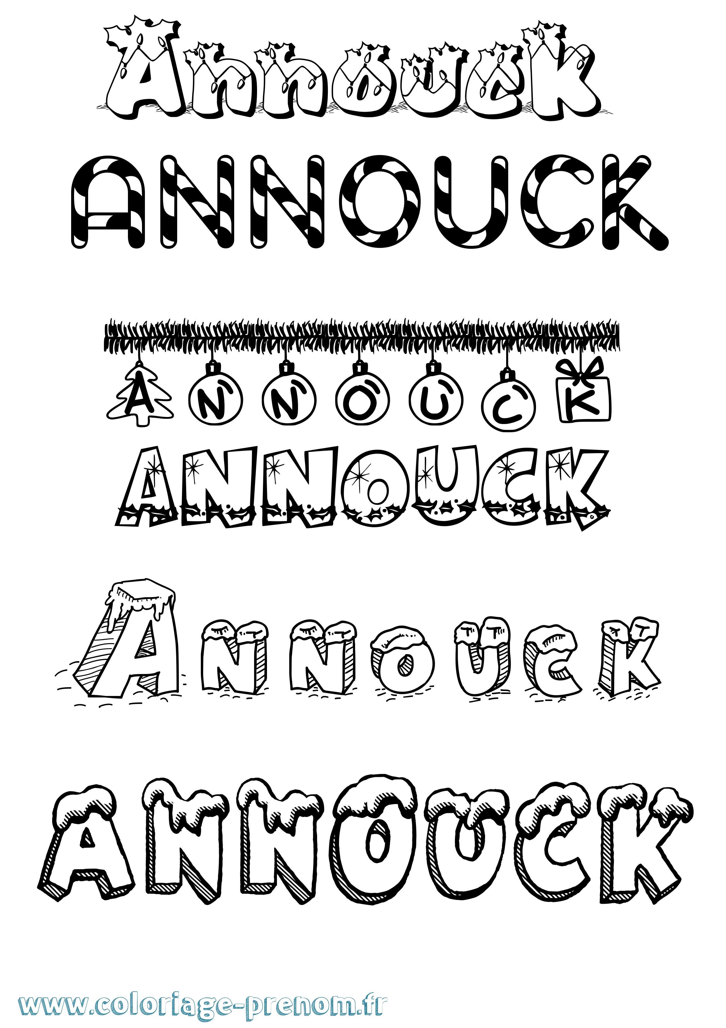 Coloriage Annouck Noël Coloriage prénom Annouck Noël