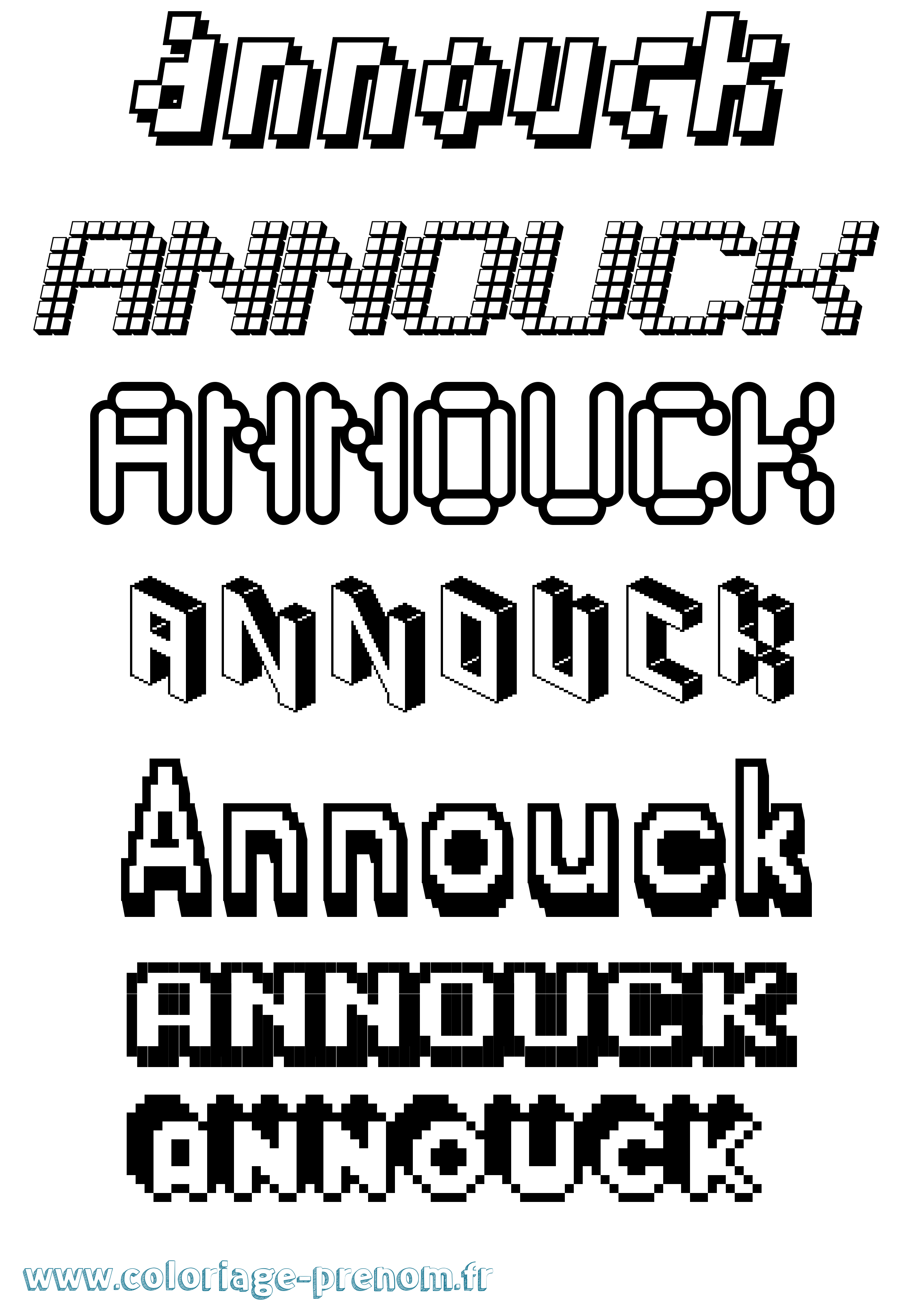Coloriage Annouck Pixel Coloriage prénom Annouck Pixel