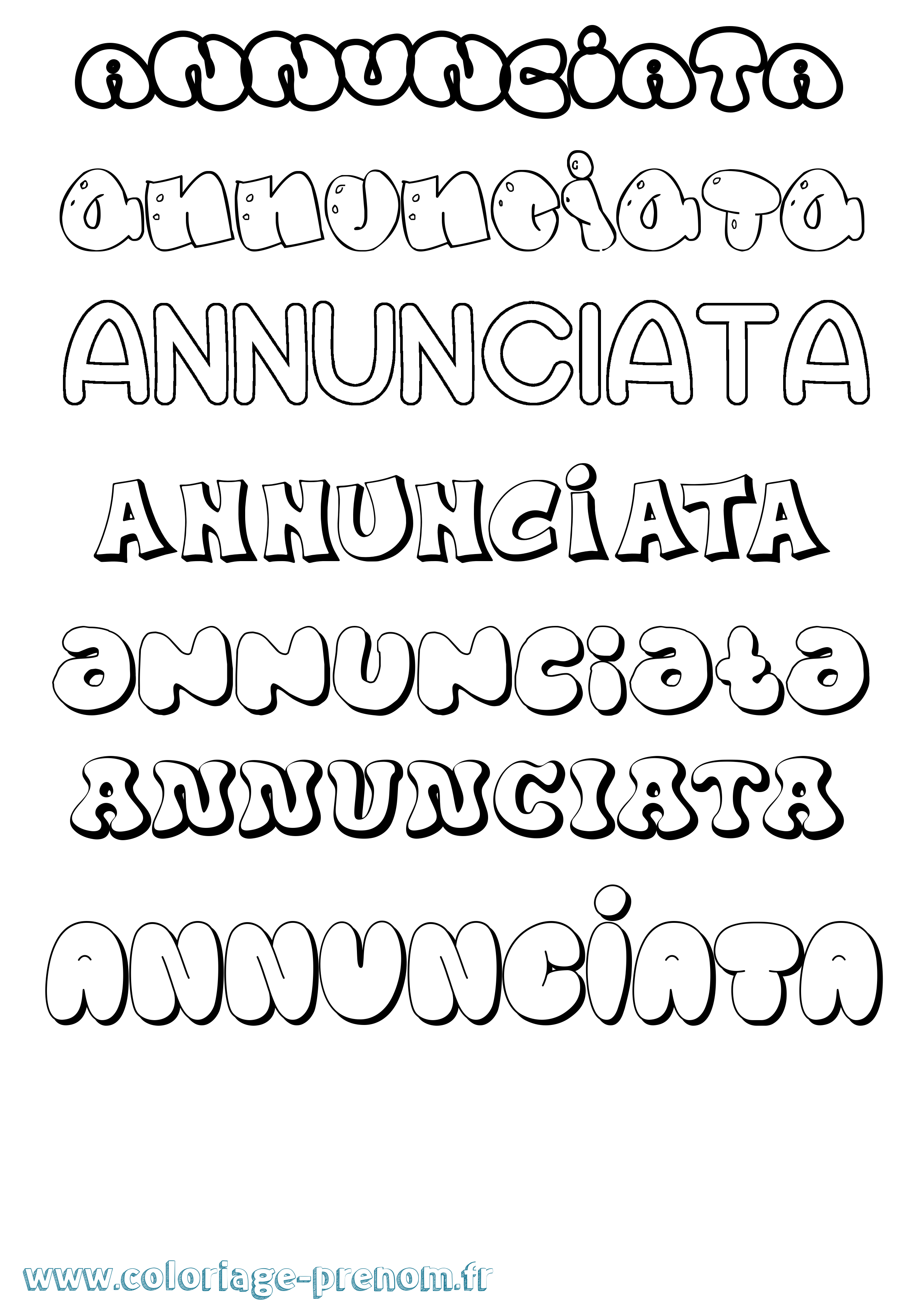 Coloriage Annunciata Bubble Coloriage prénom Annunciata Bubble