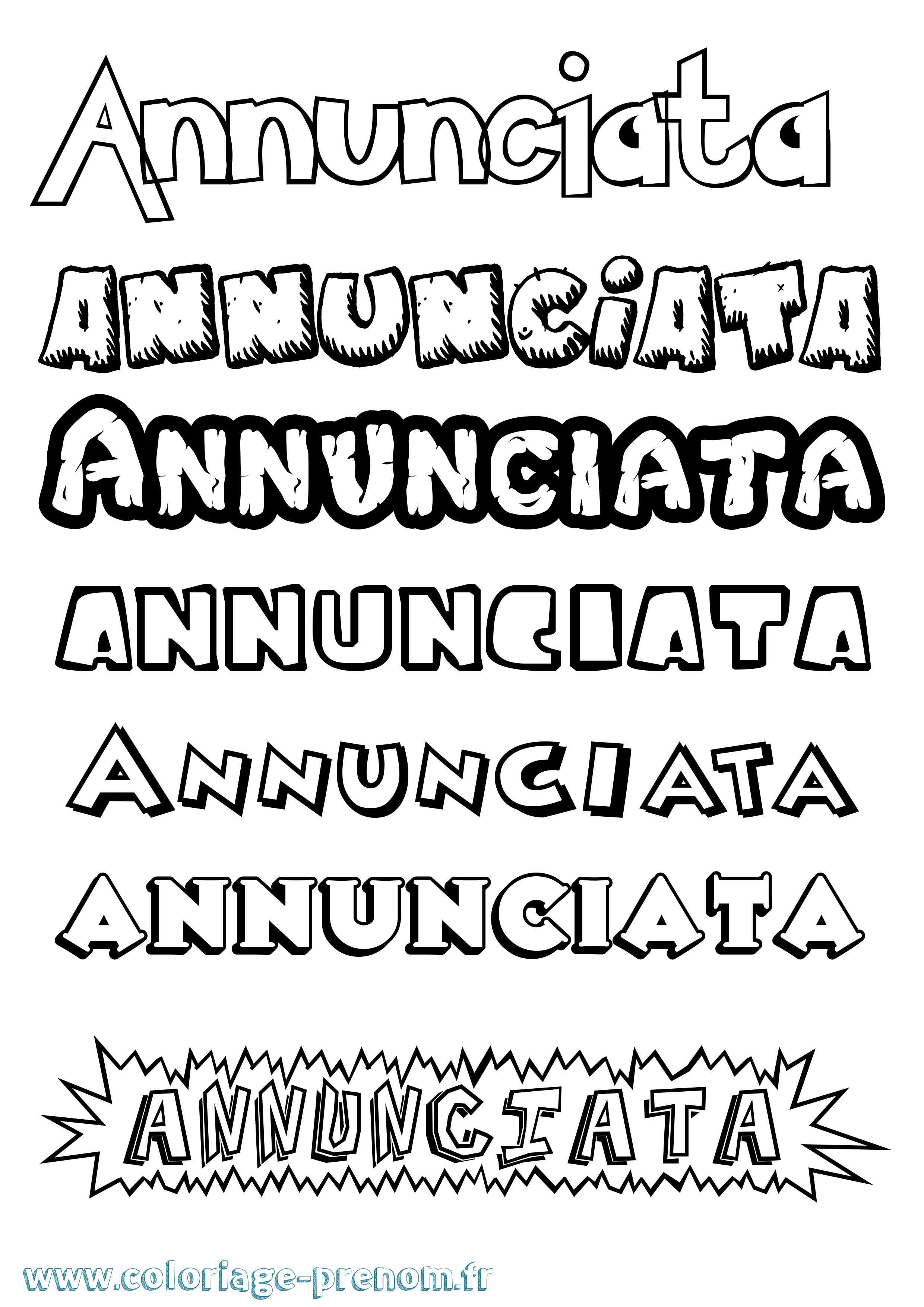 Coloriage Annunciata Dessin Animé Coloriage prénom Annunciata Dessin Animé