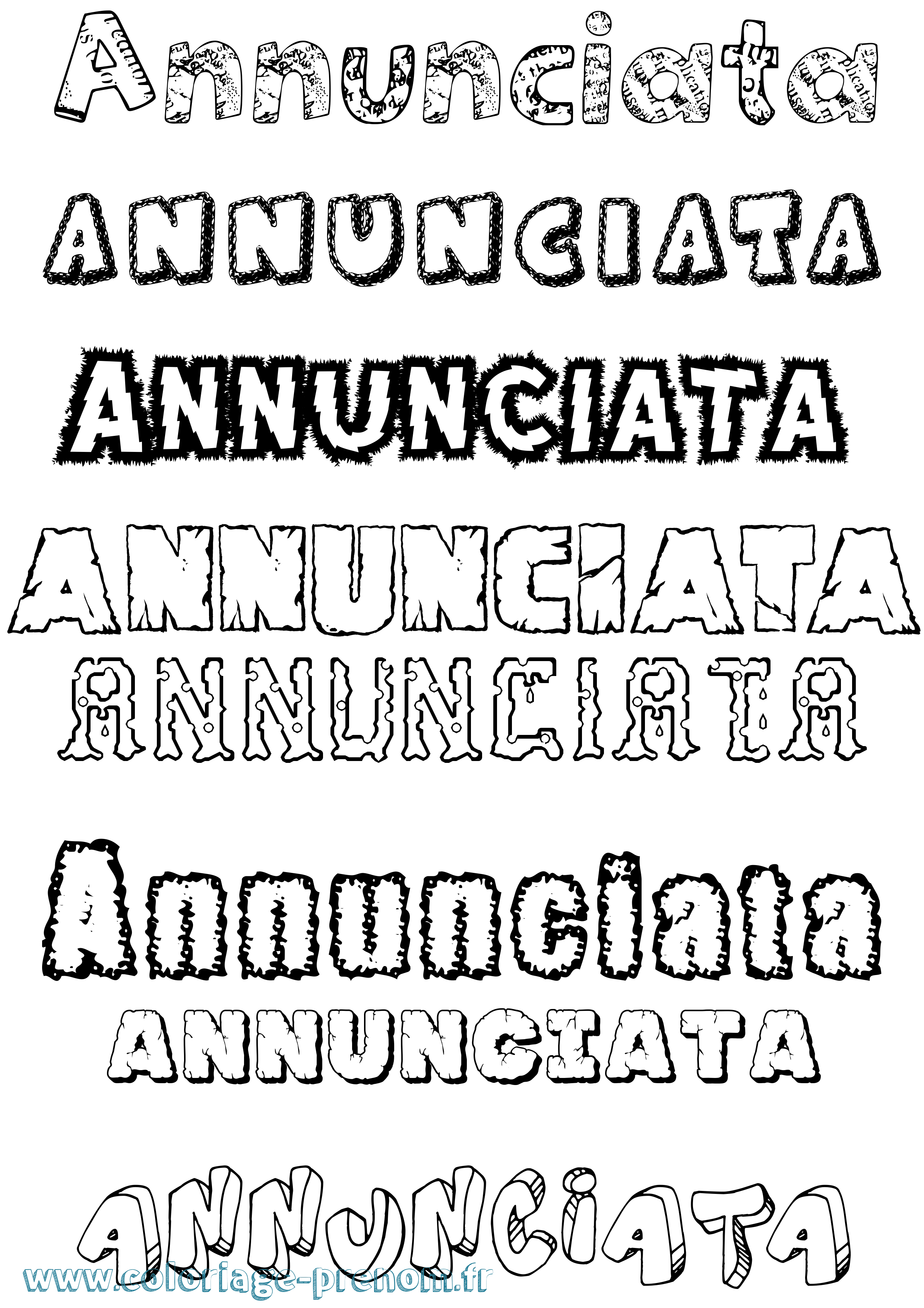 Coloriage Annunciata Destructuré Coloriage prénom Annunciata Destructuré