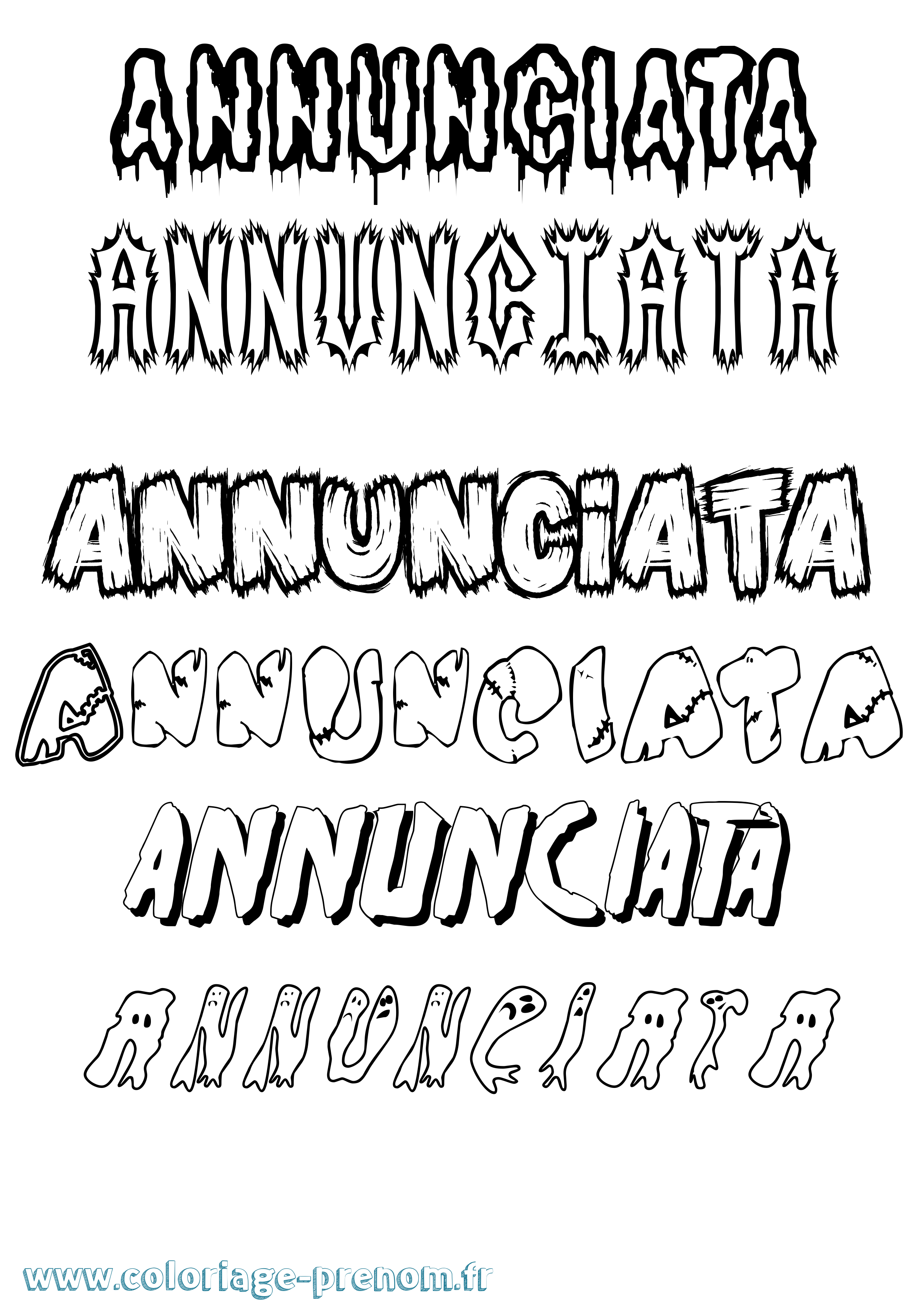 Coloriage Annunciata Frisson Coloriage prénom Annunciata Frisson