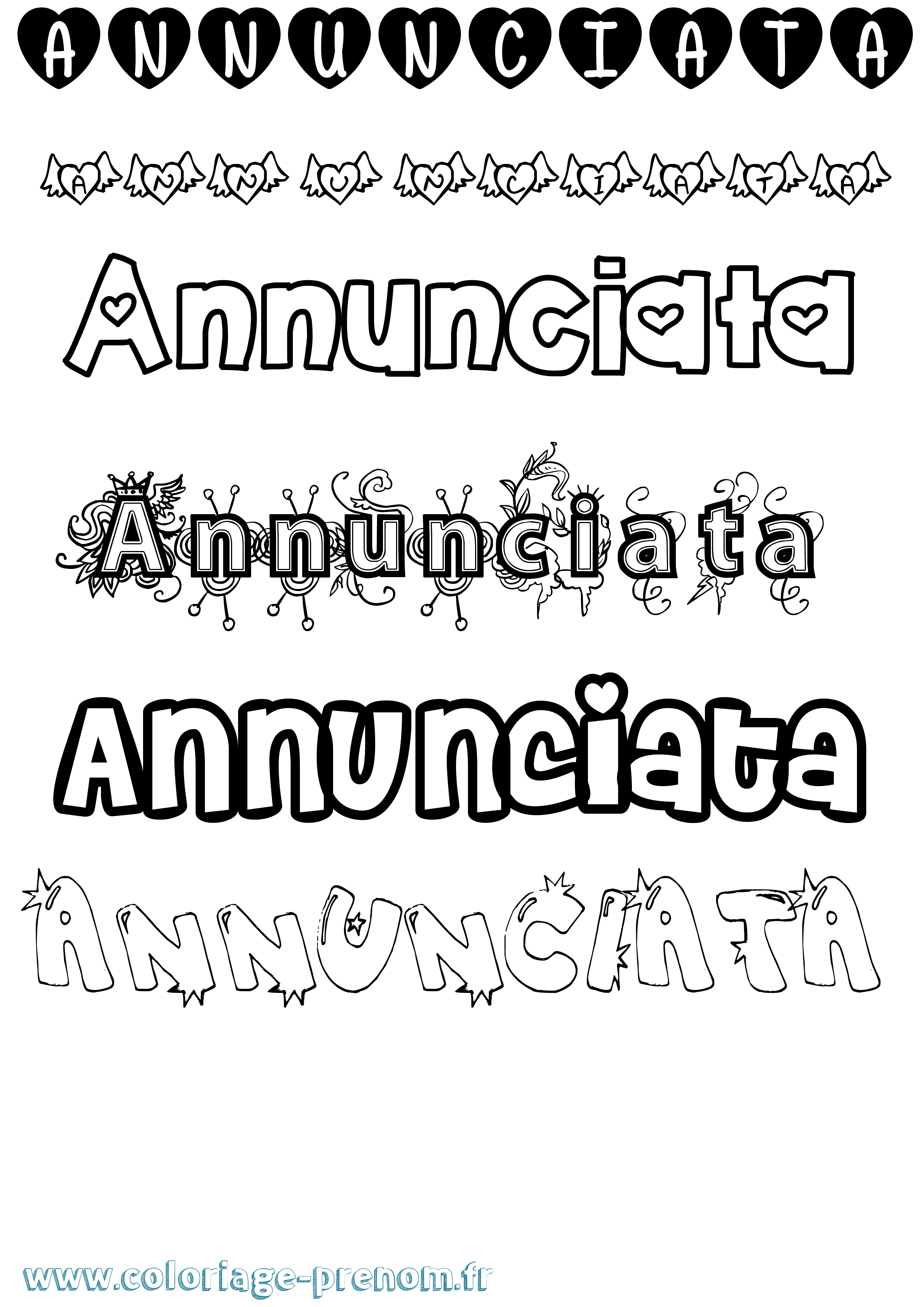 Coloriage Annunciata Girly Coloriage prénom Annunciata Girly
